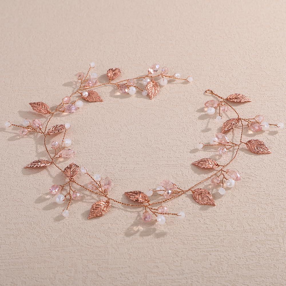 Diadema de Novia Vintage Oro Rosa Lenjicons con Rhinestones