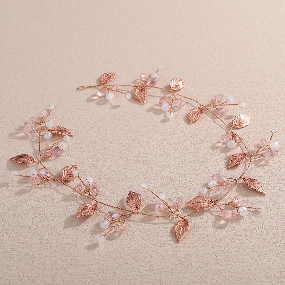 Diadema de Novia Vintage Oro Rosa Lenjicons con Rhinestones