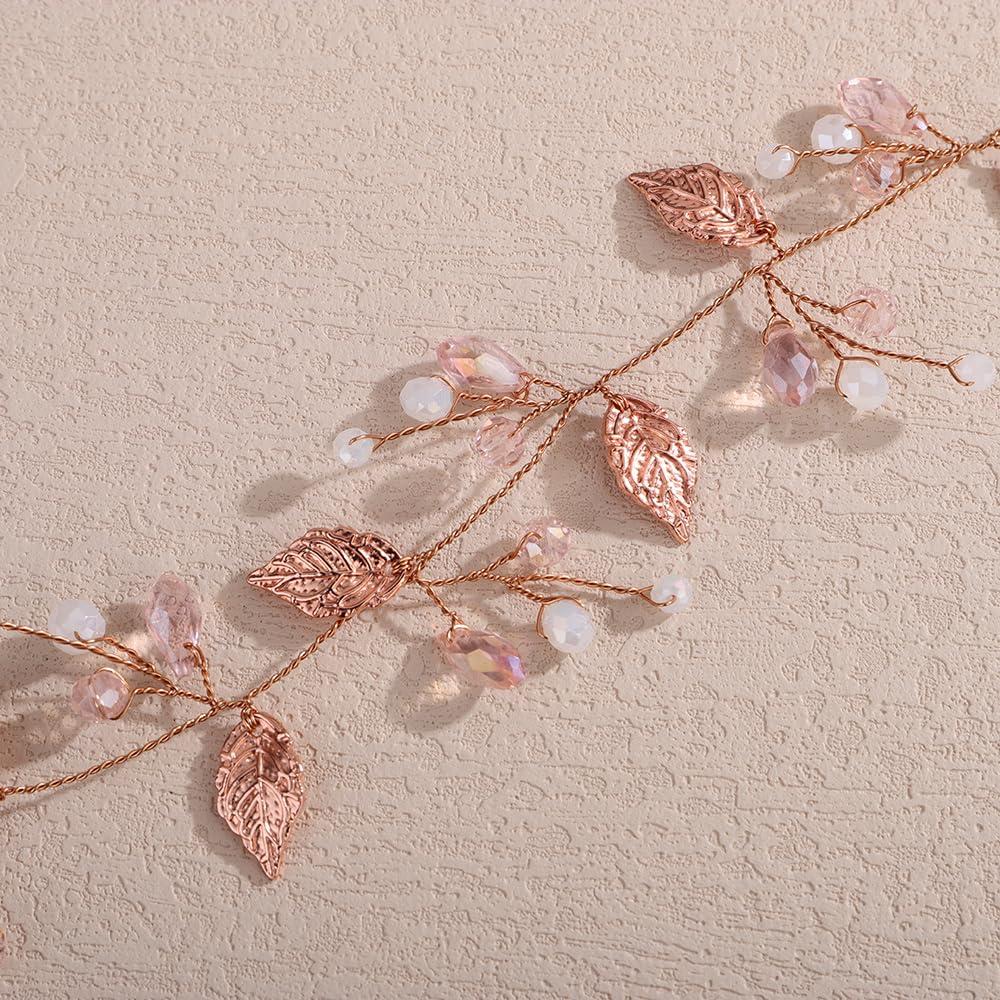 Diadema de Novia Vintage Oro Rosa Lenjicons con Rhinestones