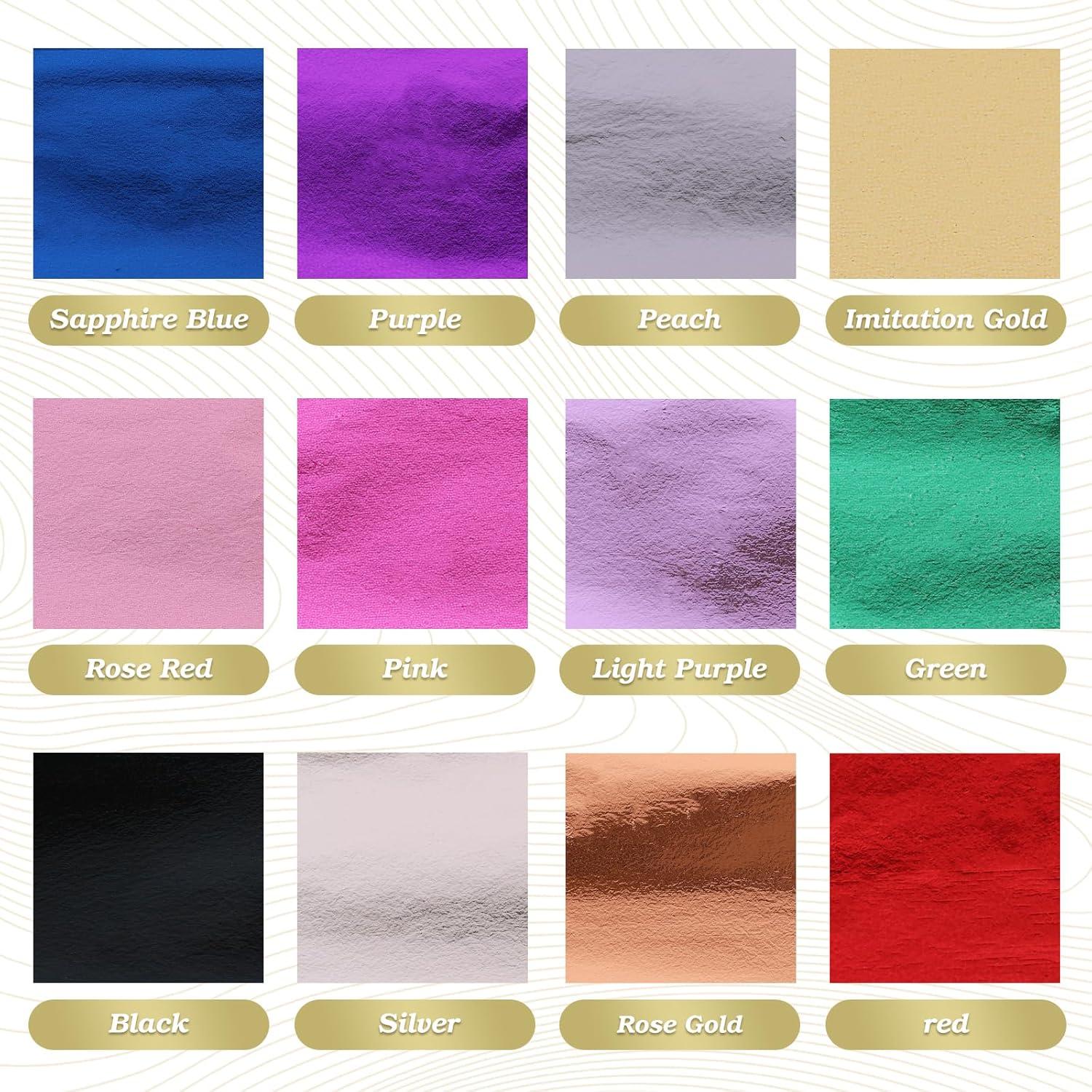 Set de 120 Hojas de Oro Metálicas para Manualidades - 12 Colores