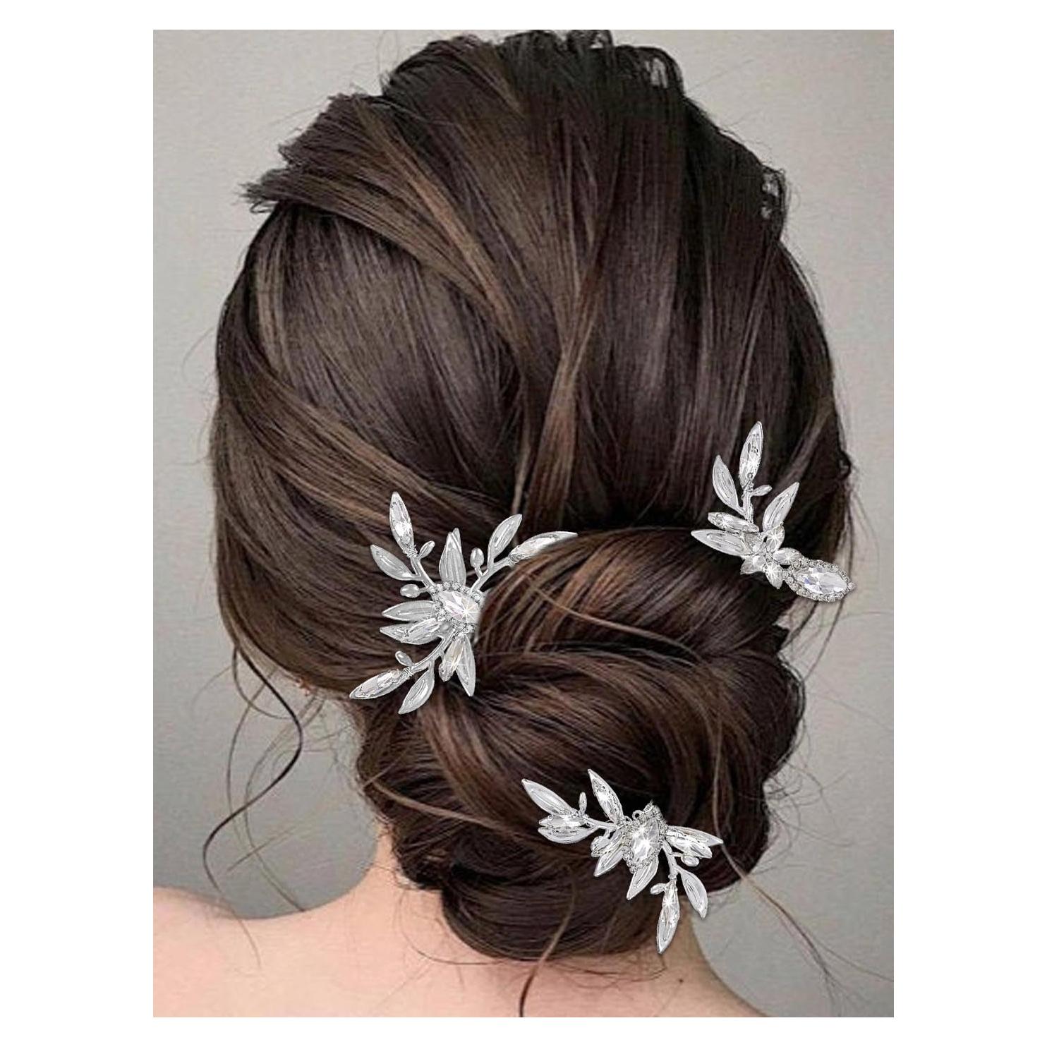 Pinzas de Pelo de Novia JAKAWIN con Cristales Dorados 10x7cm