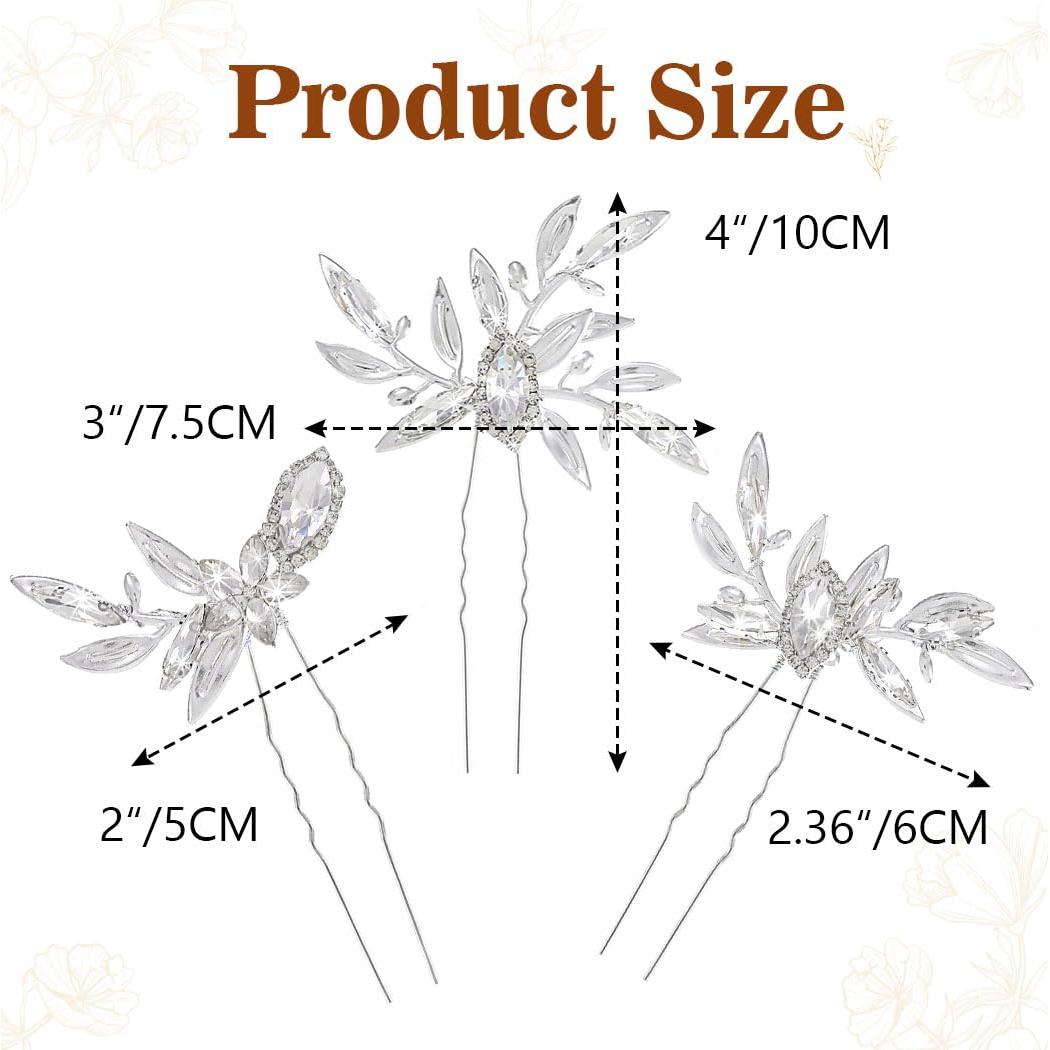 Pinzas de Pelo de Novia JAKAWIN con Cristales Dorados 10x7cm