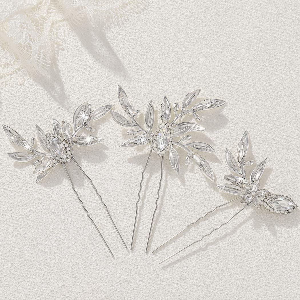 Pinzas de Pelo de Novia JAKAWIN con Cristales Dorados 10x7cm