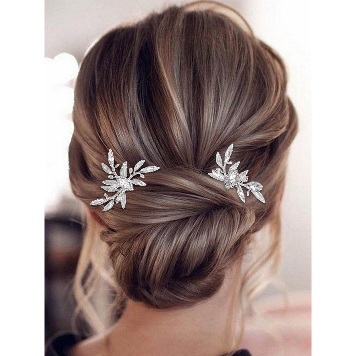 Pinzas de Pelo de Novia JAKAWIN con Cristales Dorados 10x7cm