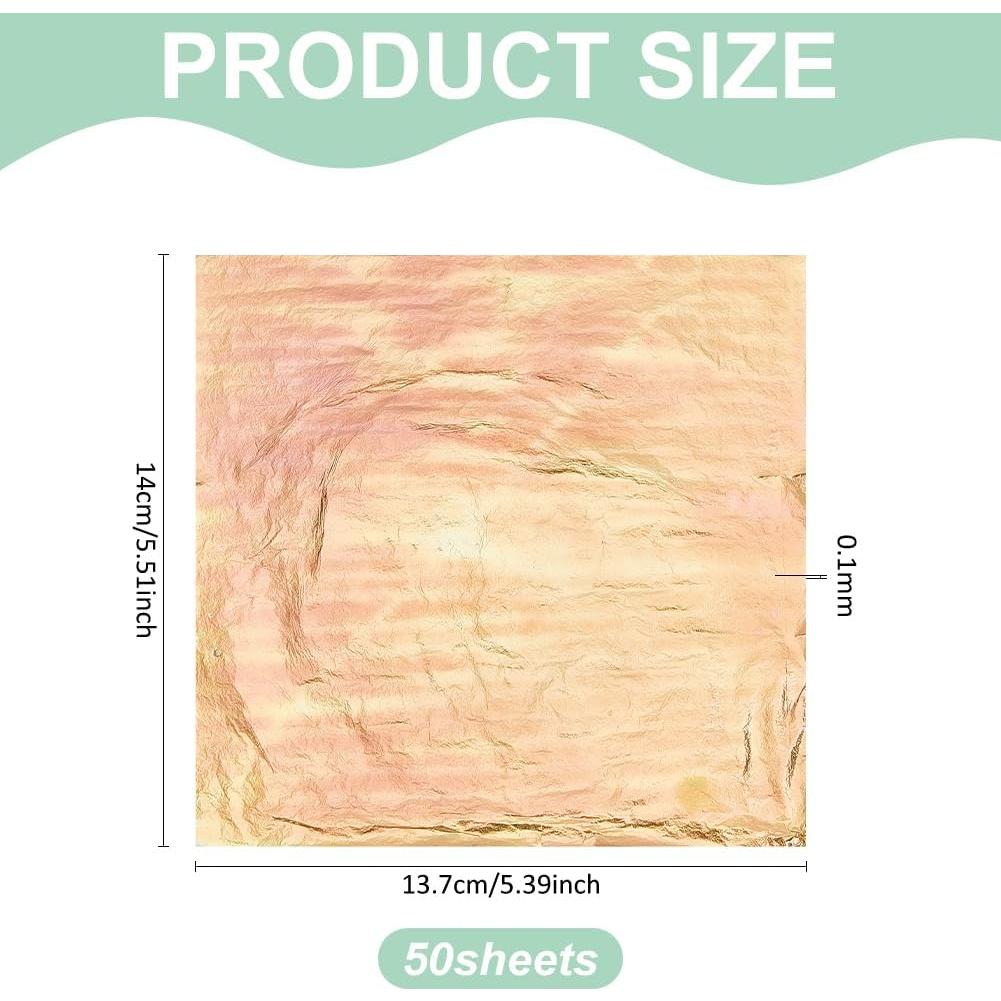 MAYJOYDIY 50 Hojas de Hoja de Oro 14x13.7 cm para Uñas