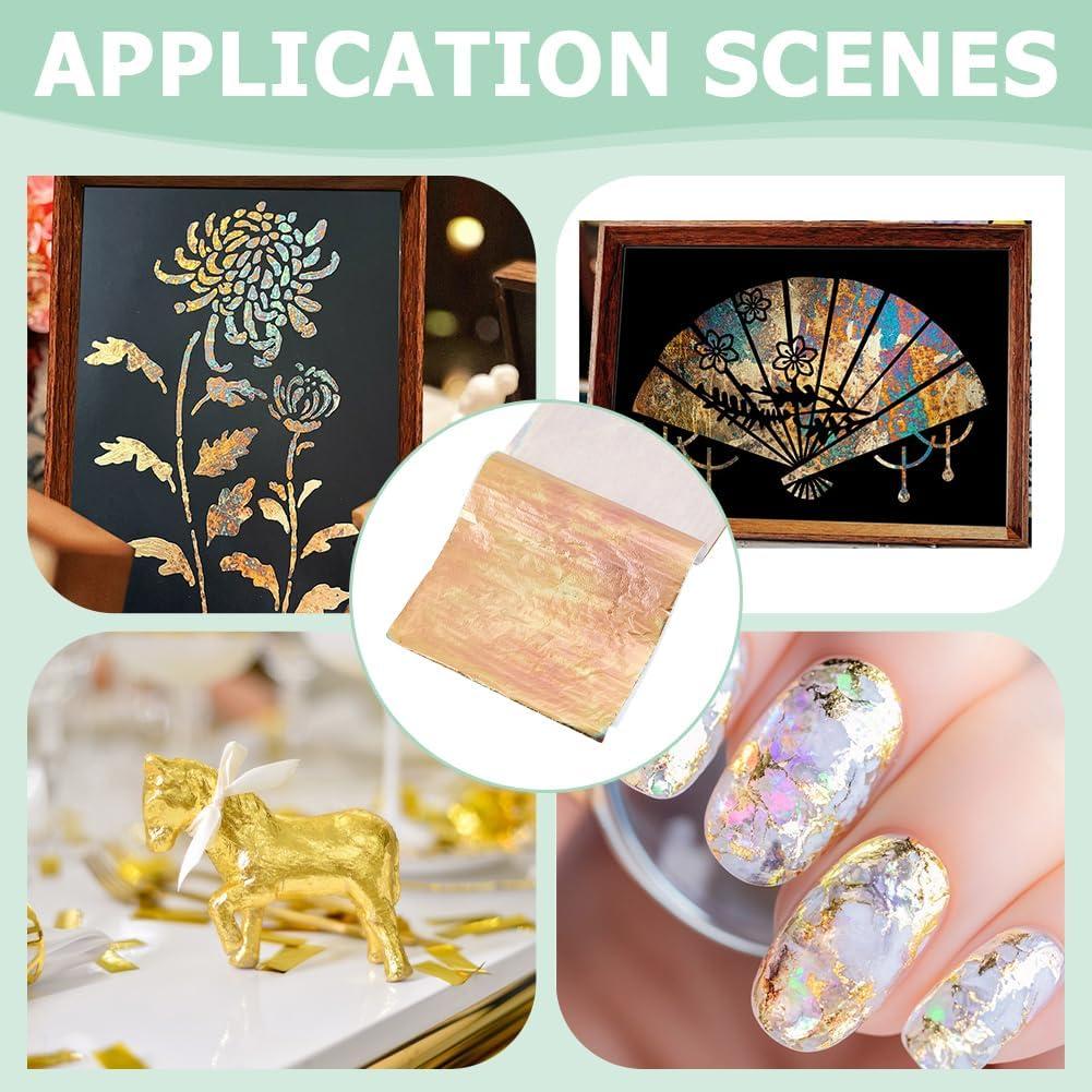 MAYJOYDIY 50 Hojas de Hoja de Oro 14x13.7 cm para Uñas