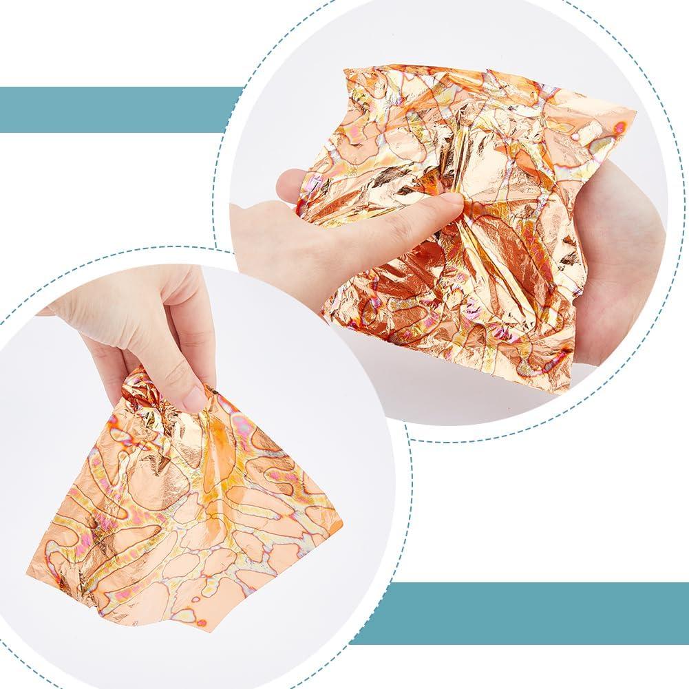 SUPERFINDINGS 50 Hojas de Papel Metálico Salmón Claro 14cm