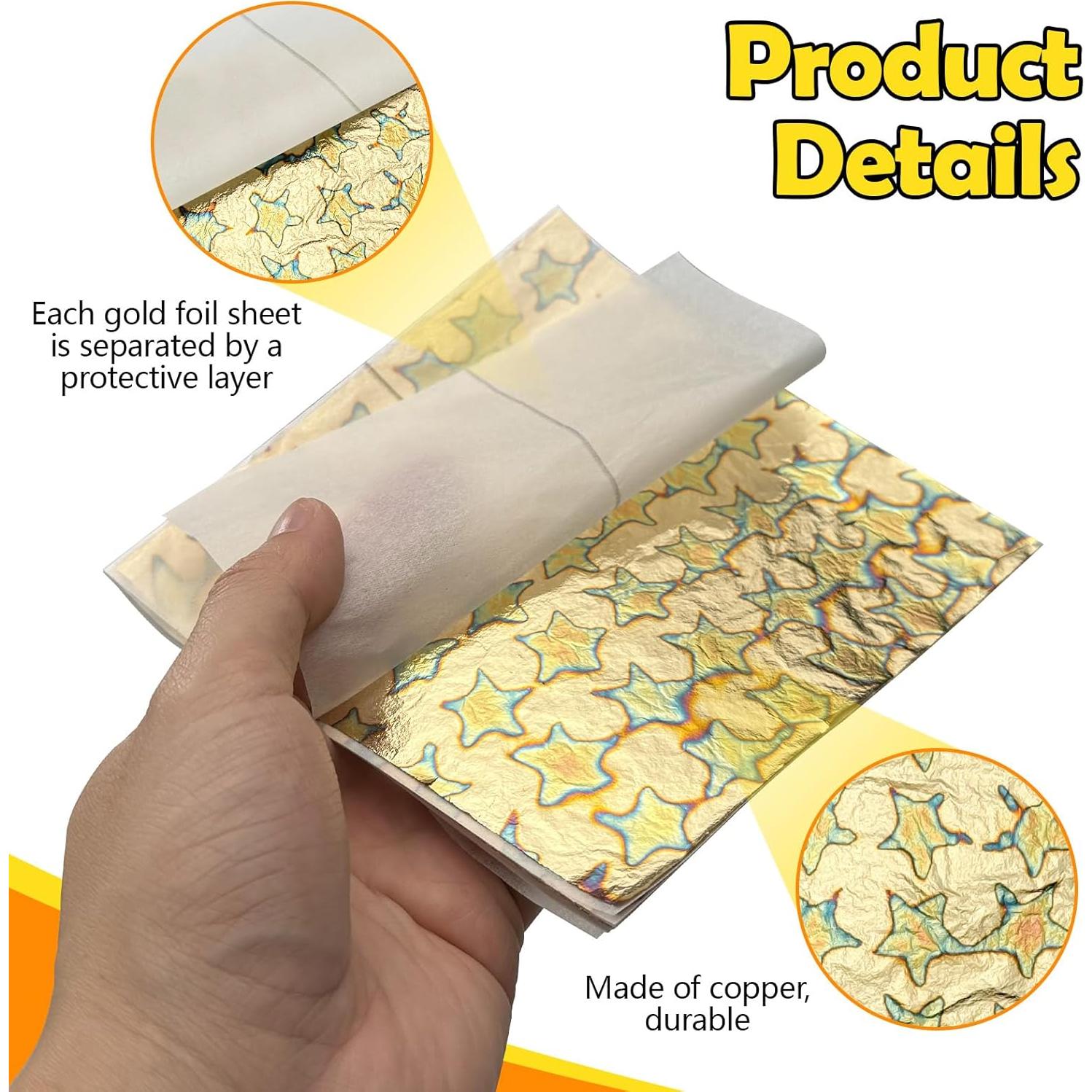 Hojas de Oro Variegada Sekonow 50pcs 14x14cm para Manualidades