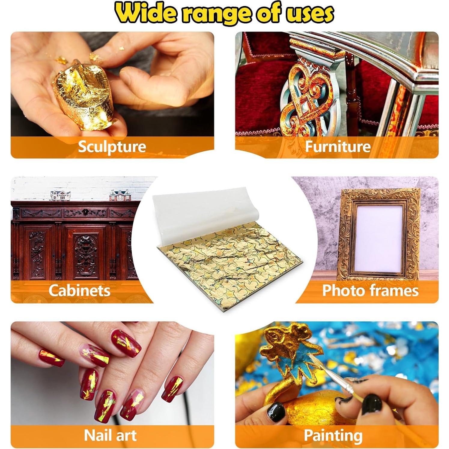 Hojas de Oro Variegada Sekonow 50pcs 14x14cm para Manualidades