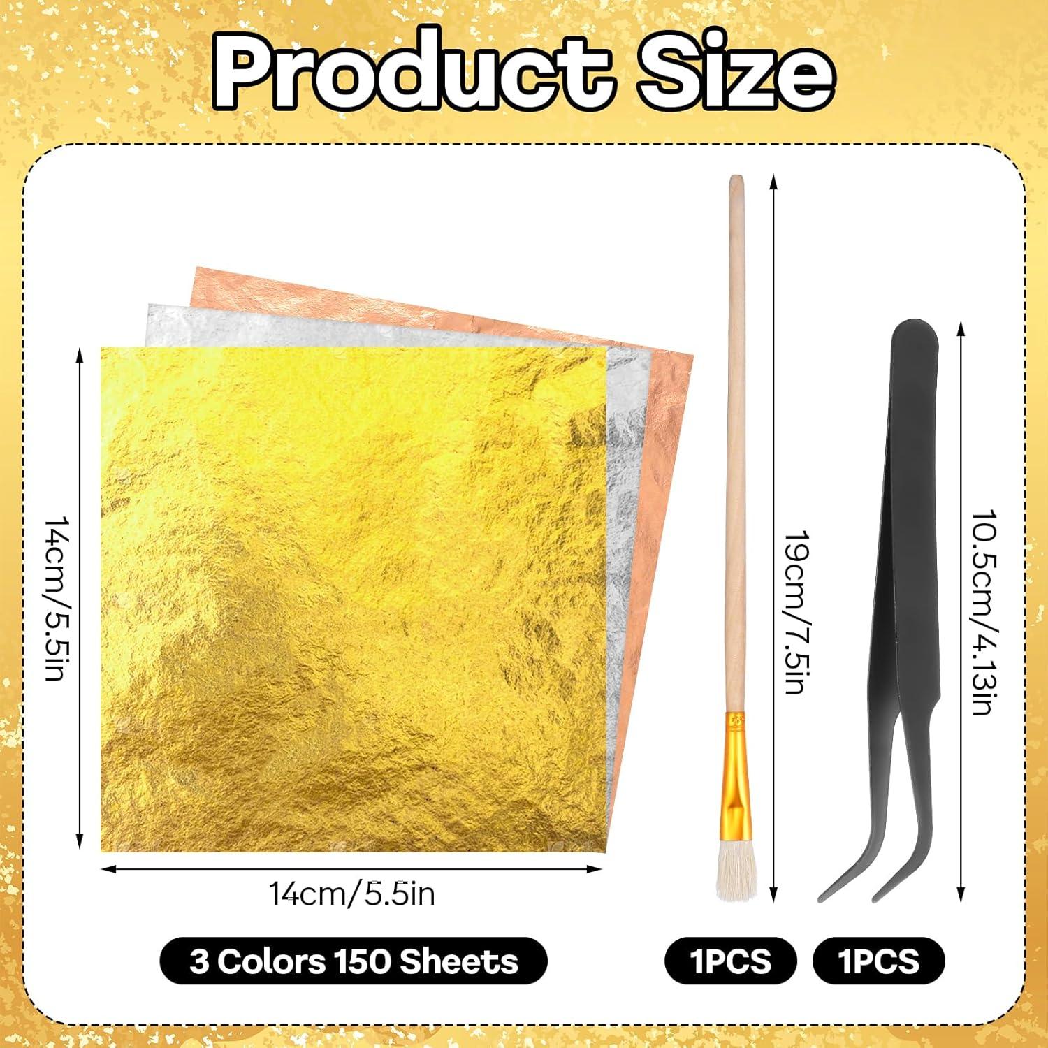 Kit 150 Hojas de Foil de Oro PEOVLVN para Manualidades