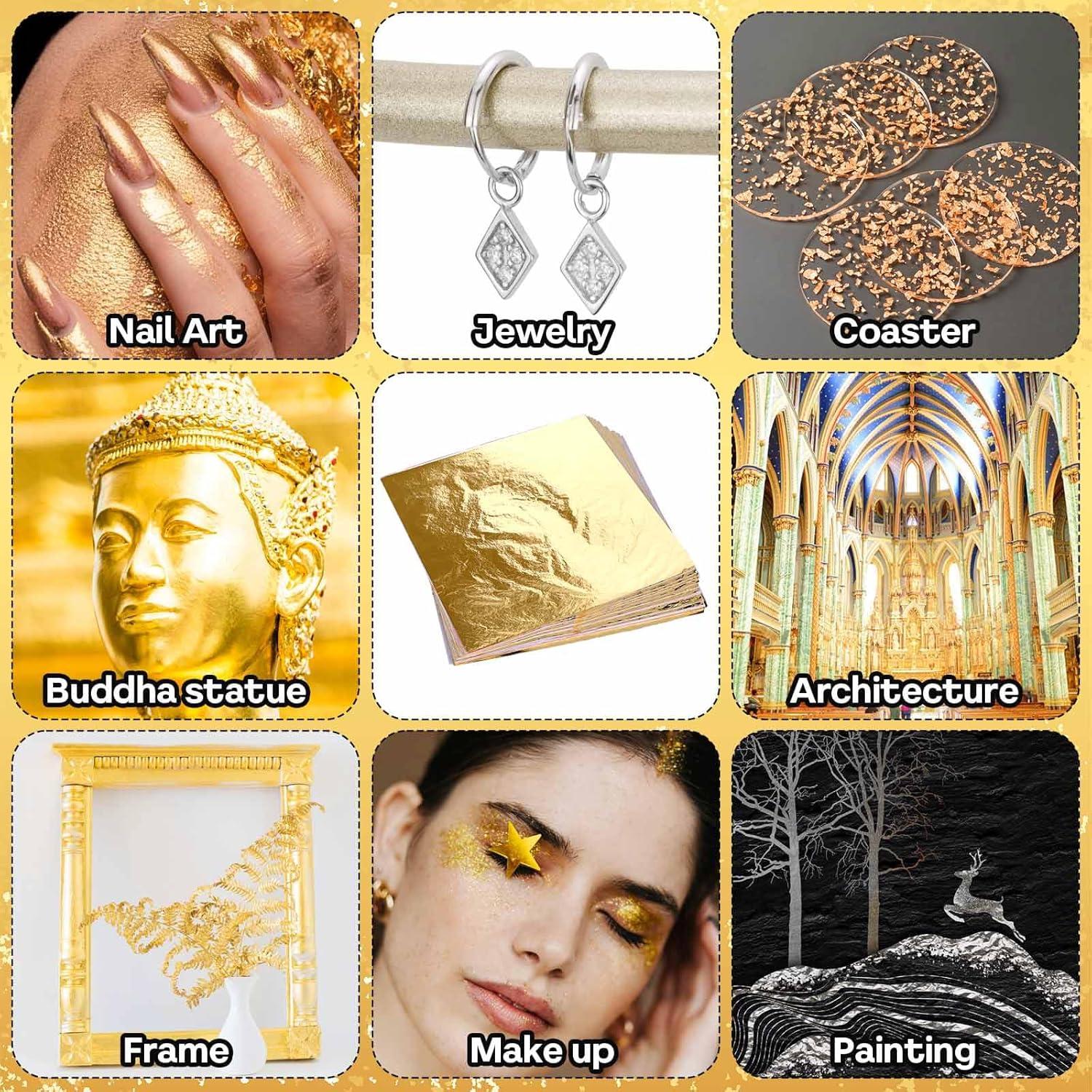 Kit 150 Hojas de Foil de Oro PEOVLVN para Manualidades