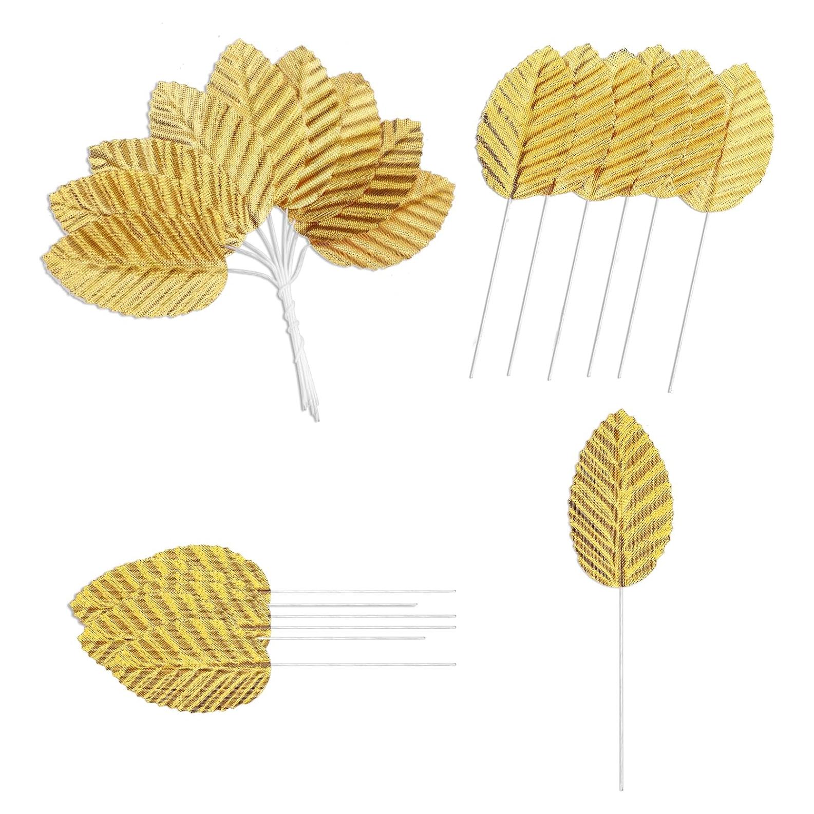 200 Hojas Artificiales Doradas Bruislard para Decoración