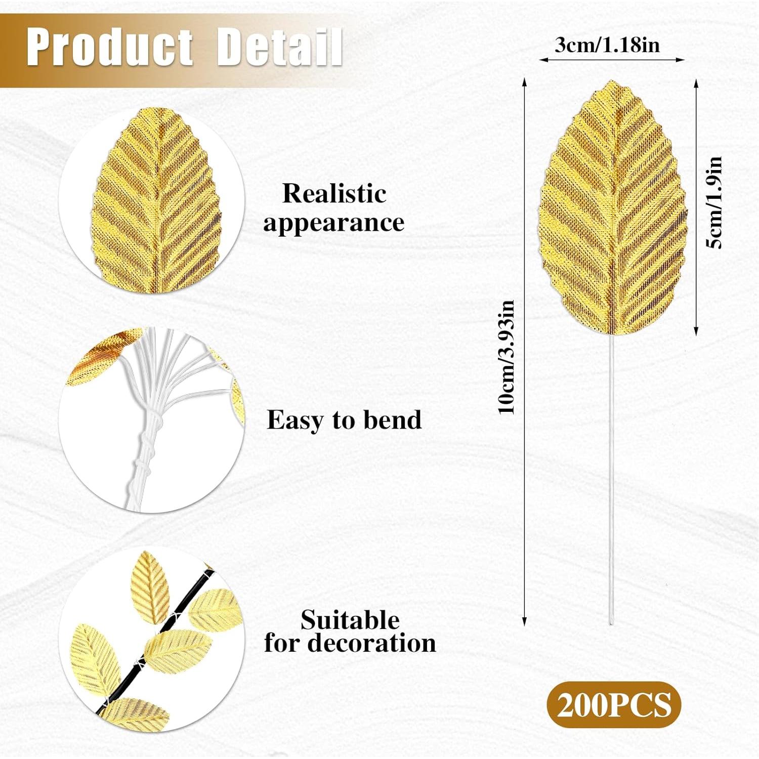 200 Hojas Artificiales Doradas Bruislard para Decoración