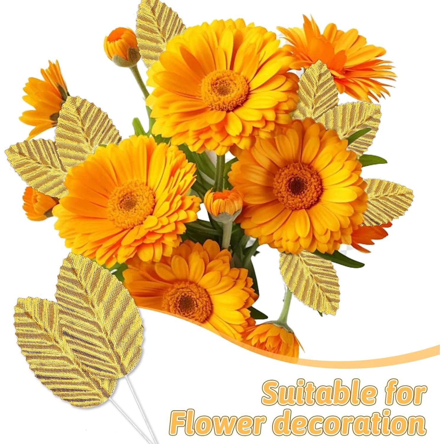 200 Hojas Artificiales Doradas Bruislard para Decoración