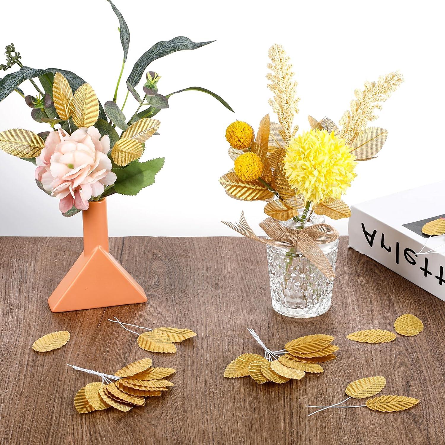 200 Hojas Artificiales Doradas Bruislard para Decoración