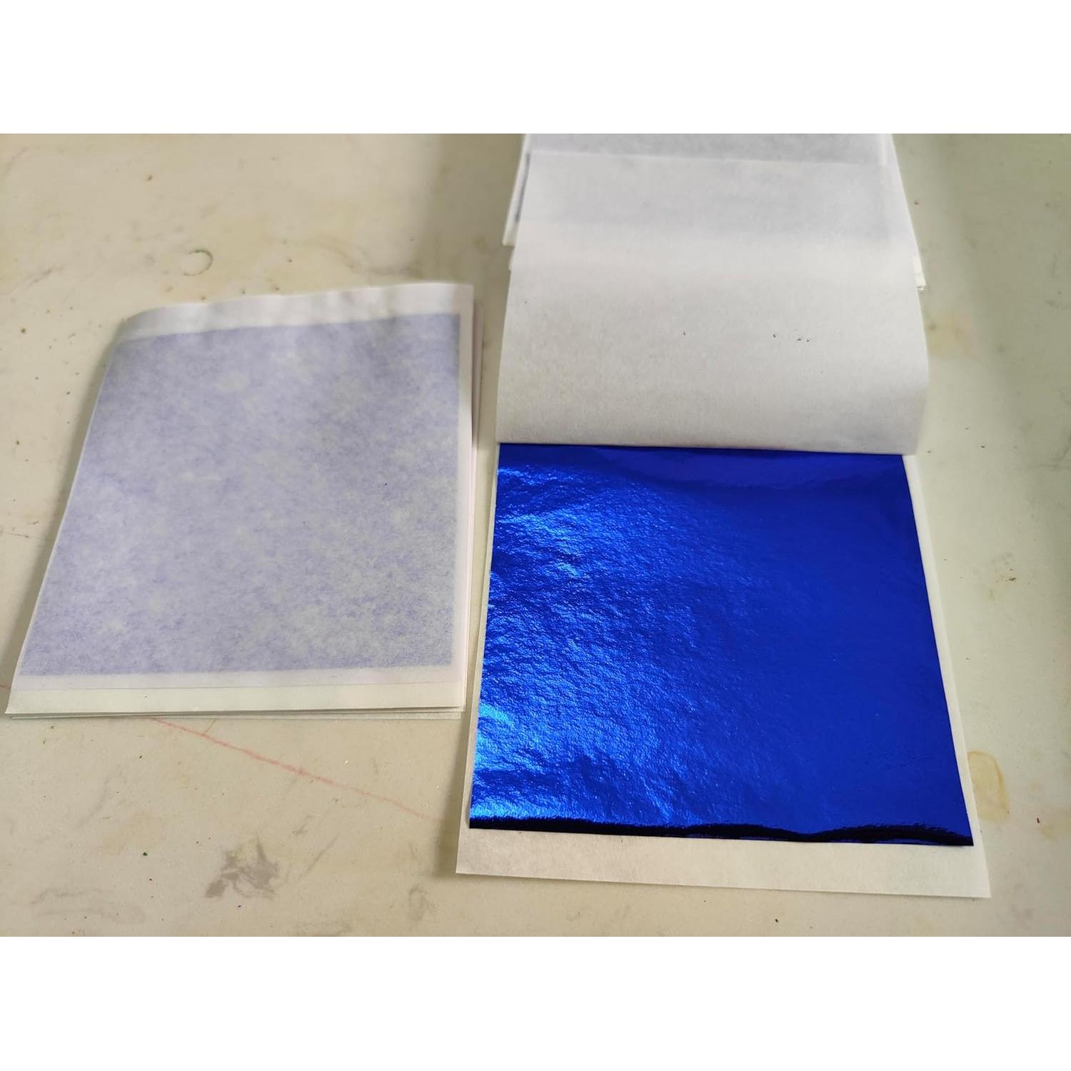 Hoja de Oro Azul JINRUISI 100 Hojas 8x8 cm para Manualidades
