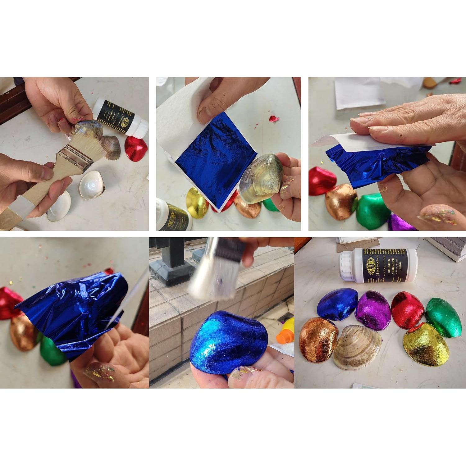 Hoja de Oro Azul JINRUISI 100 Hojas 8x8 cm para Manualidades