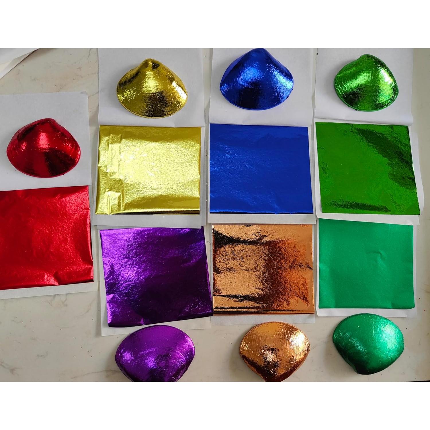 Hoja de Oro Azul JINRUISI 100 Hojas 8x8 cm para Manualidades