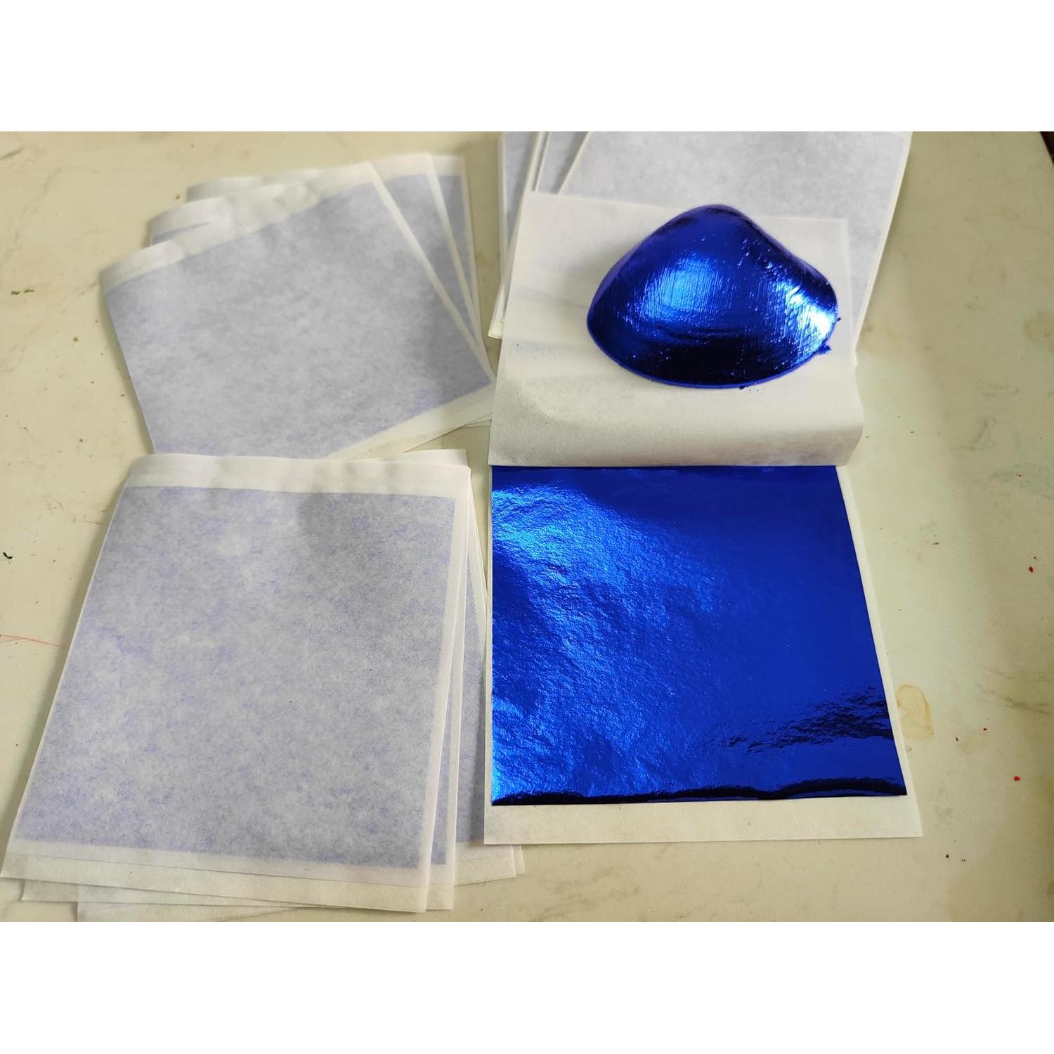 Hoja de Oro Azul JINRUISI 100 Hojas 8x8 cm para Manualidades