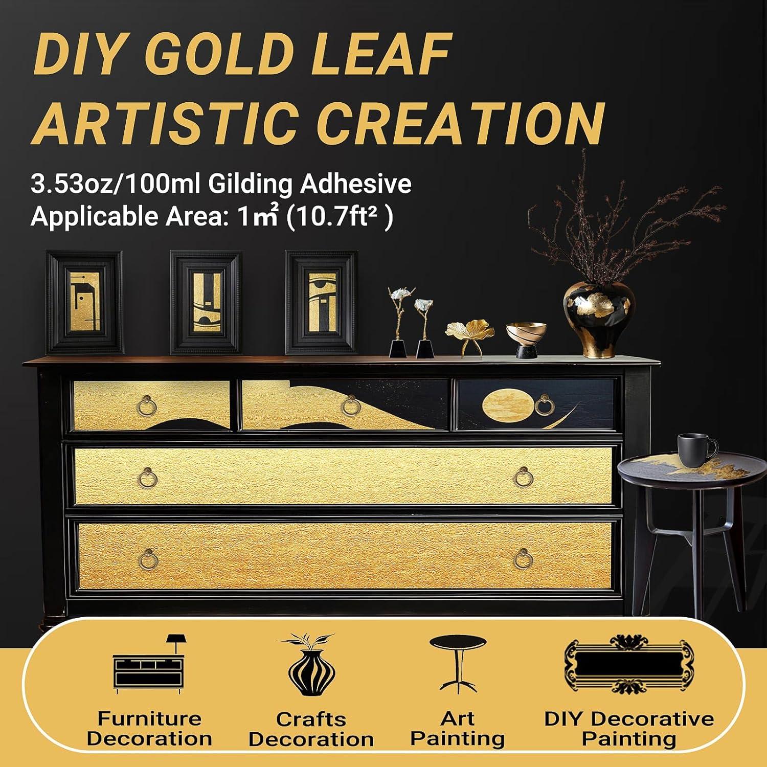 Kit de Dorado TUFINEIN 100ml Adhesivo y Barniz + 150 Hojas