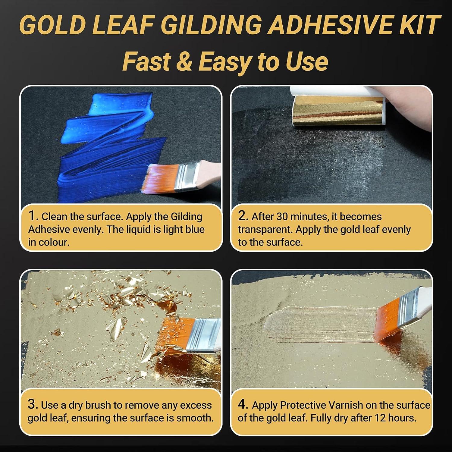 Kit de Dorado TUFINEIN 100ml Adhesivo y Barniz + 150 Hojas