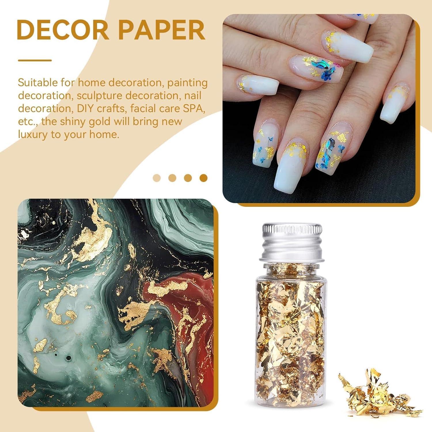 4 Botellas de 5g Copos de Oro Beufee para Decoración
