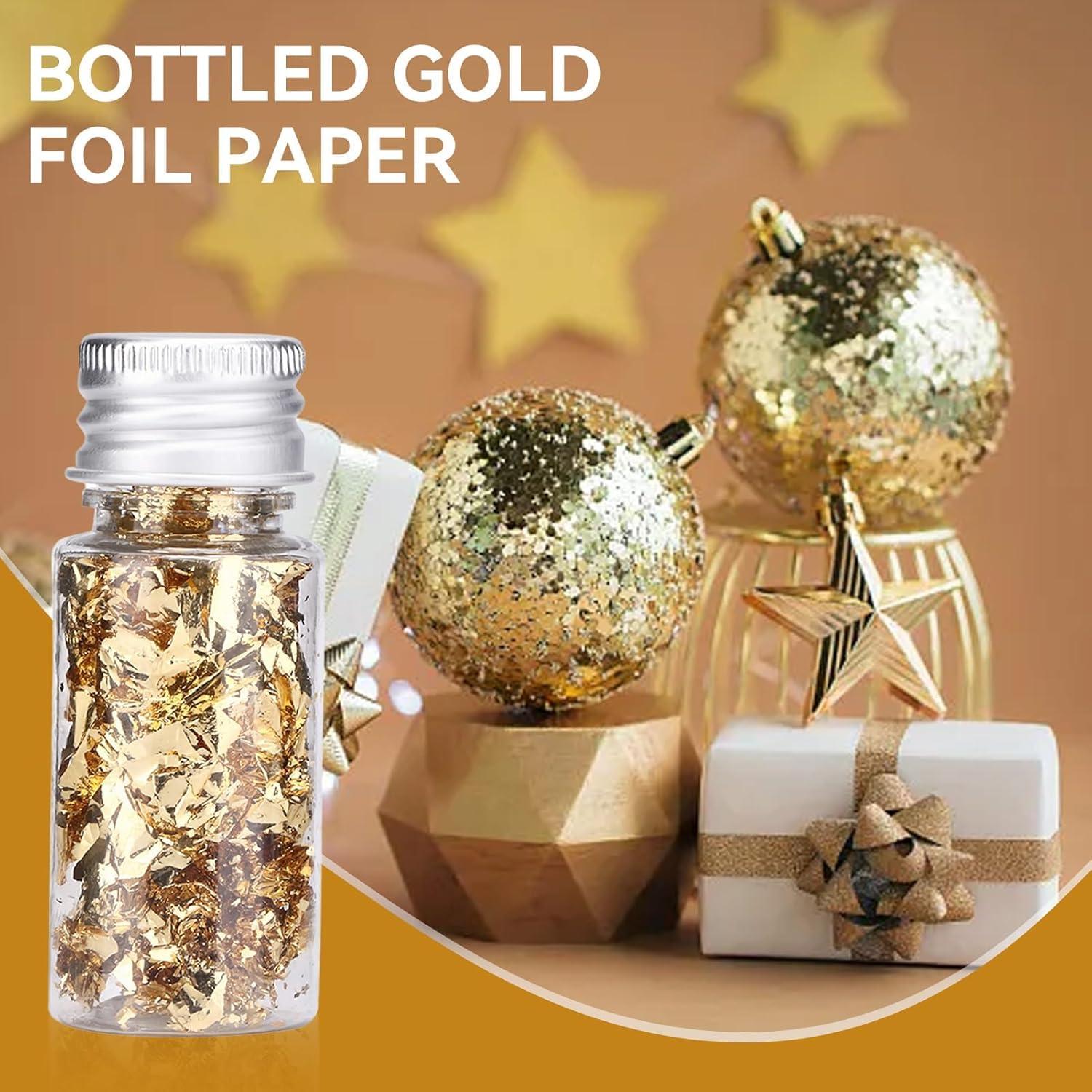 4 Botellas de 5g Copos de Oro Beufee para Decoración