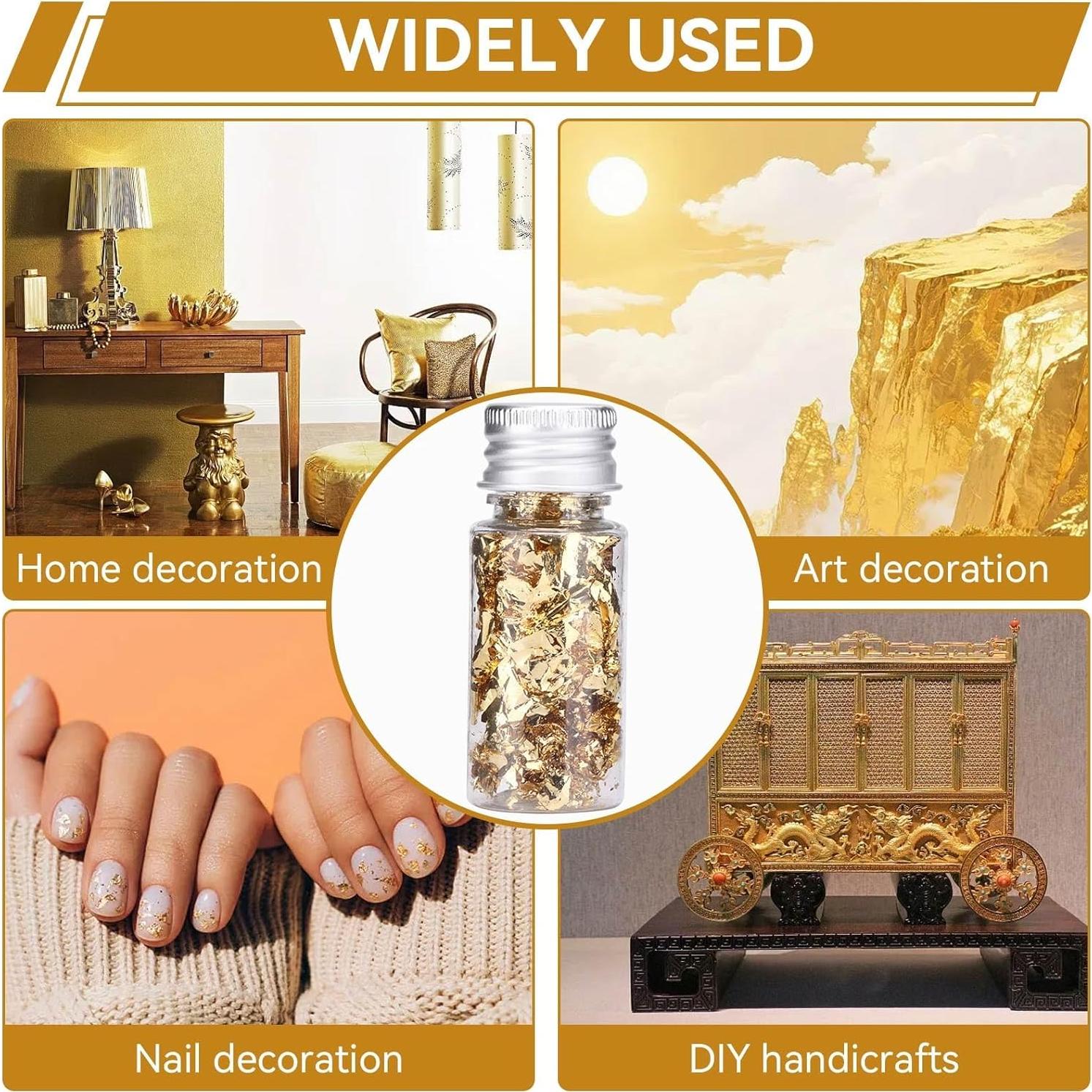 4 Botellas de 5g Copos de Oro Beufee para Decoración