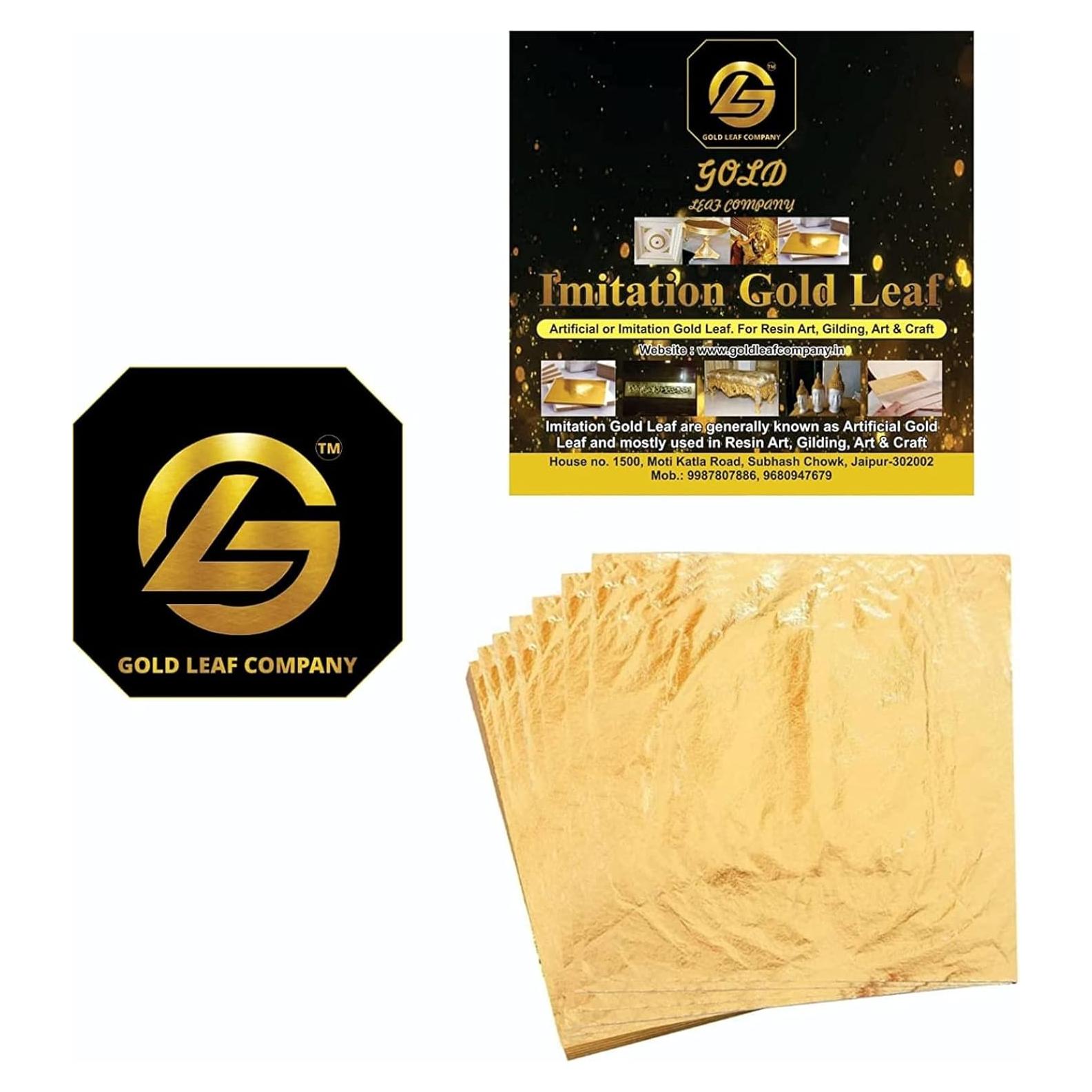 100 Hojas de Hoja de Oro Imitación para Manualidades 8x8 cm