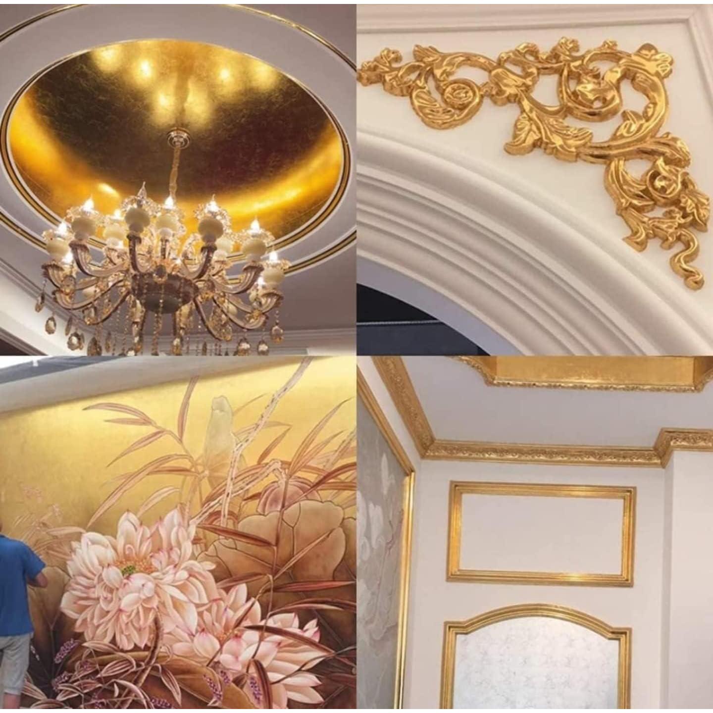 100 Hojas de Hoja de Oro Imitación para Manualidades 8x8 cm