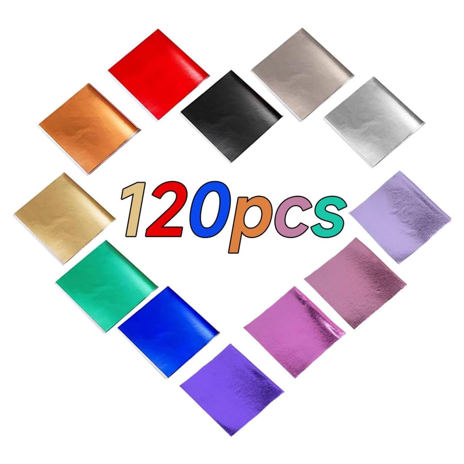 Hojas de Oro Multicolor 120 Piezas 8x8.5 cm para Decoración