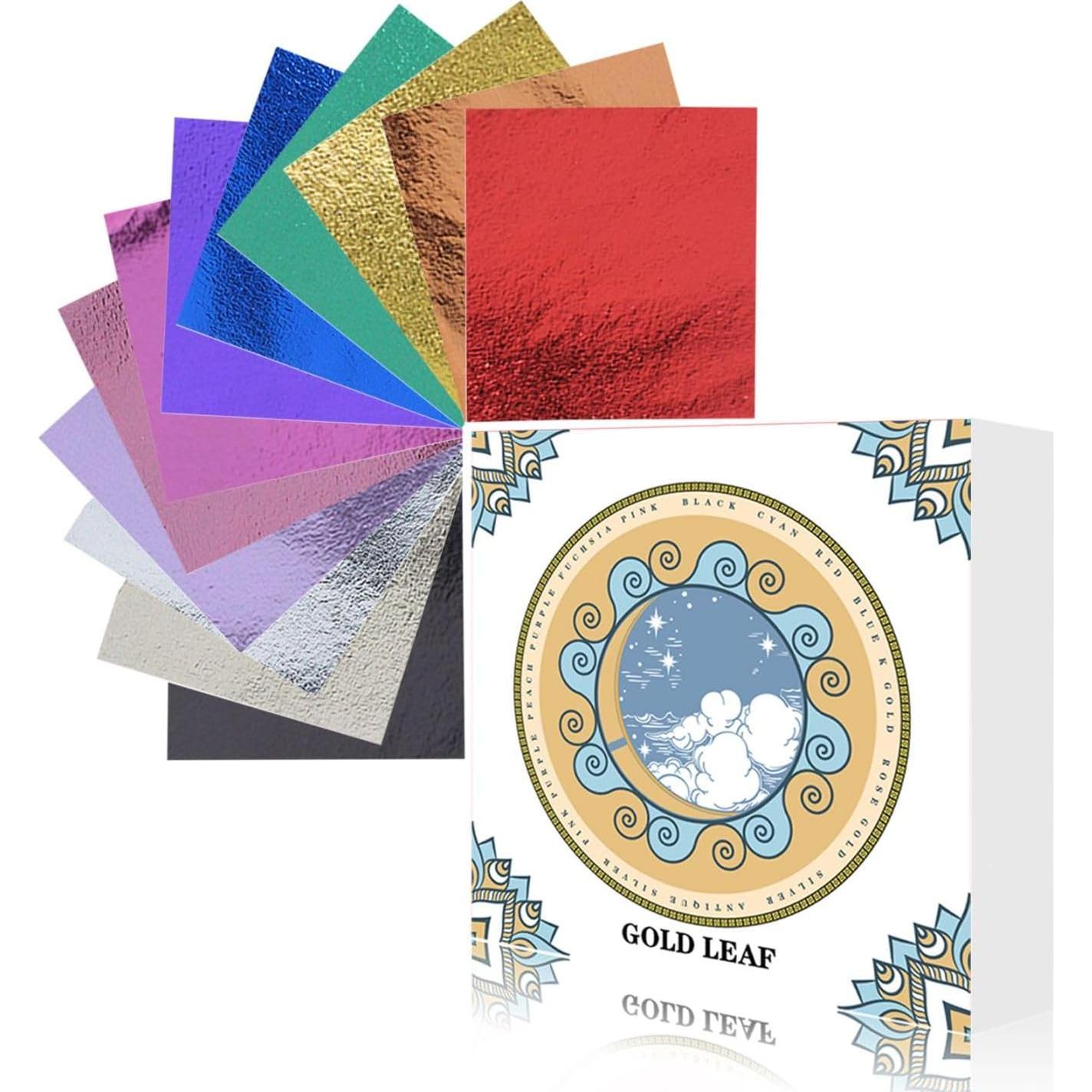 Hojas de Oro Multicolor 120 Piezas 8x8.5 cm para Decoración