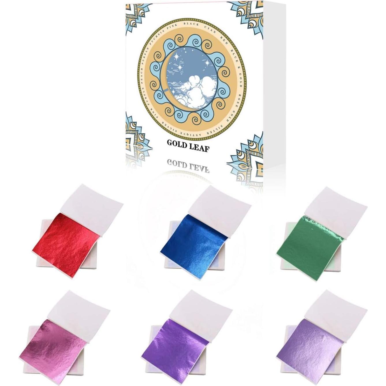 Hojas de Oro Multicolor 120 Piezas 8x8.5 cm para Decoración