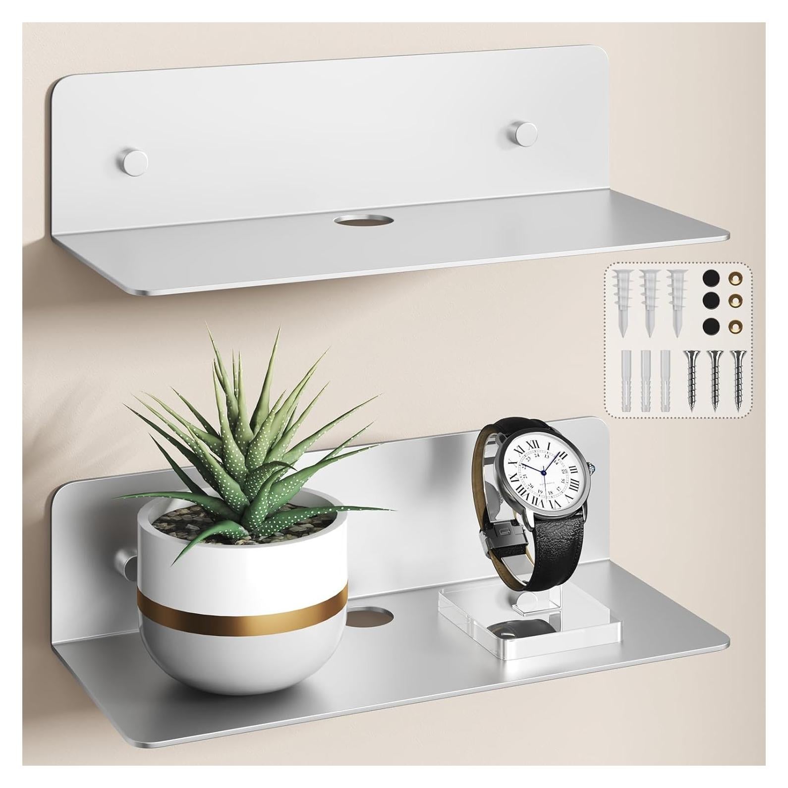 Estantes Flotantes Dr.DJ Plateados 22.86x9.4cm Set de 2