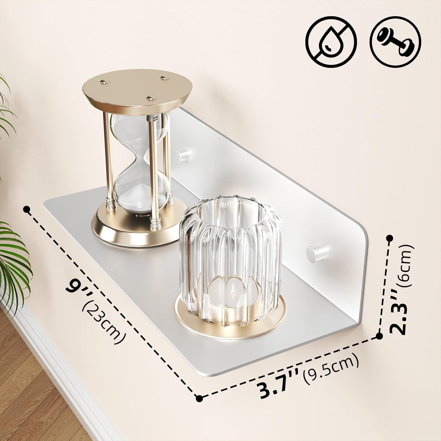 Estantes Flotantes Dr.DJ Plateados 22.86x9.4cm Set de 2