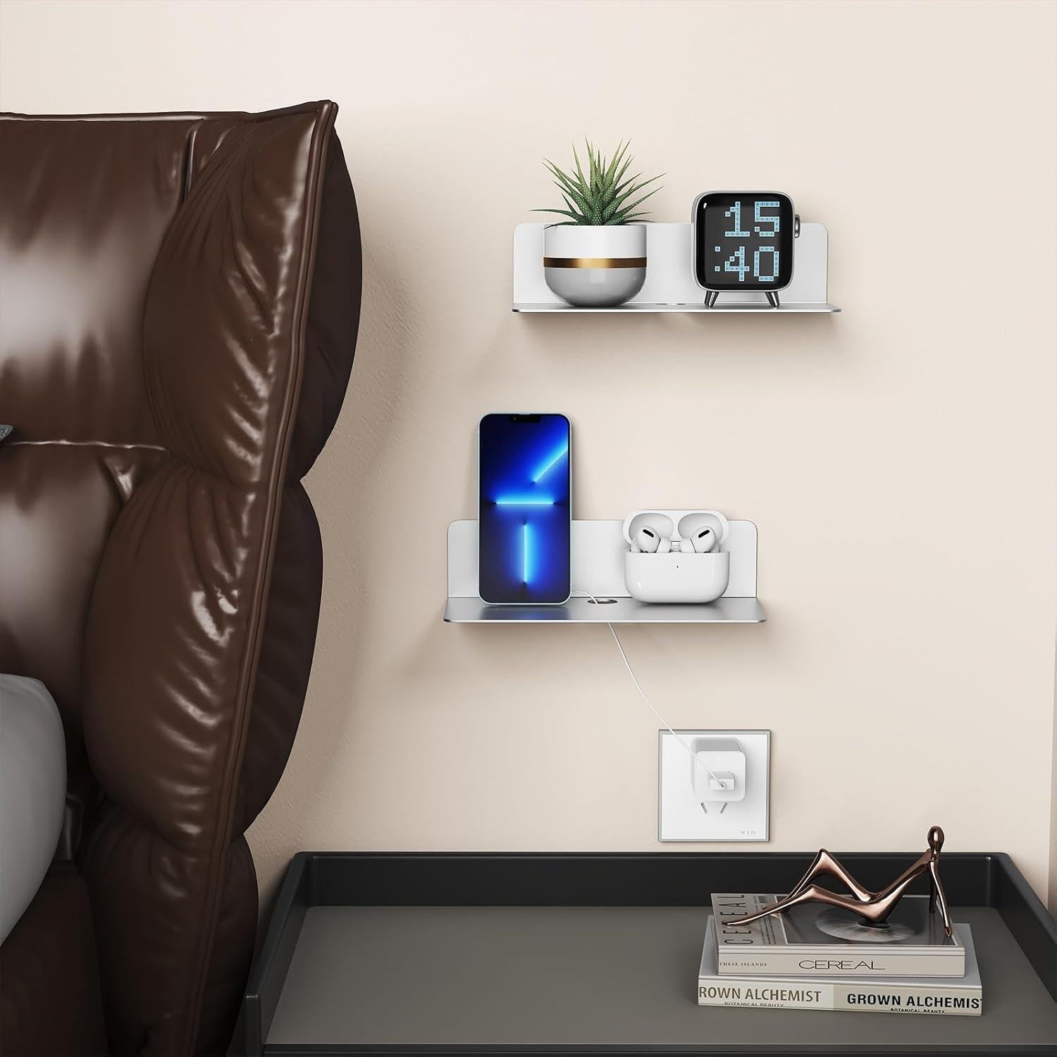 Estantes Flotantes Dr.DJ Plateados 22.86x9.4cm Set de 2