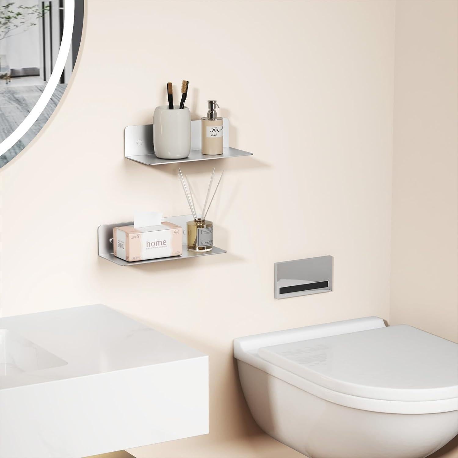 Estantes Flotantes Dr.DJ Plateados 22.86x9.4cm Set de 2