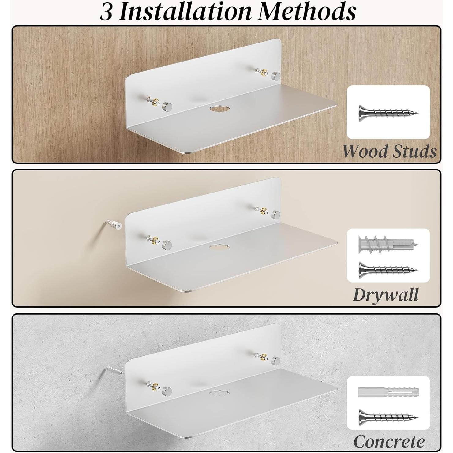 Estantes Flotantes Dr.DJ Plateados 22.86x9.4cm Set de 2