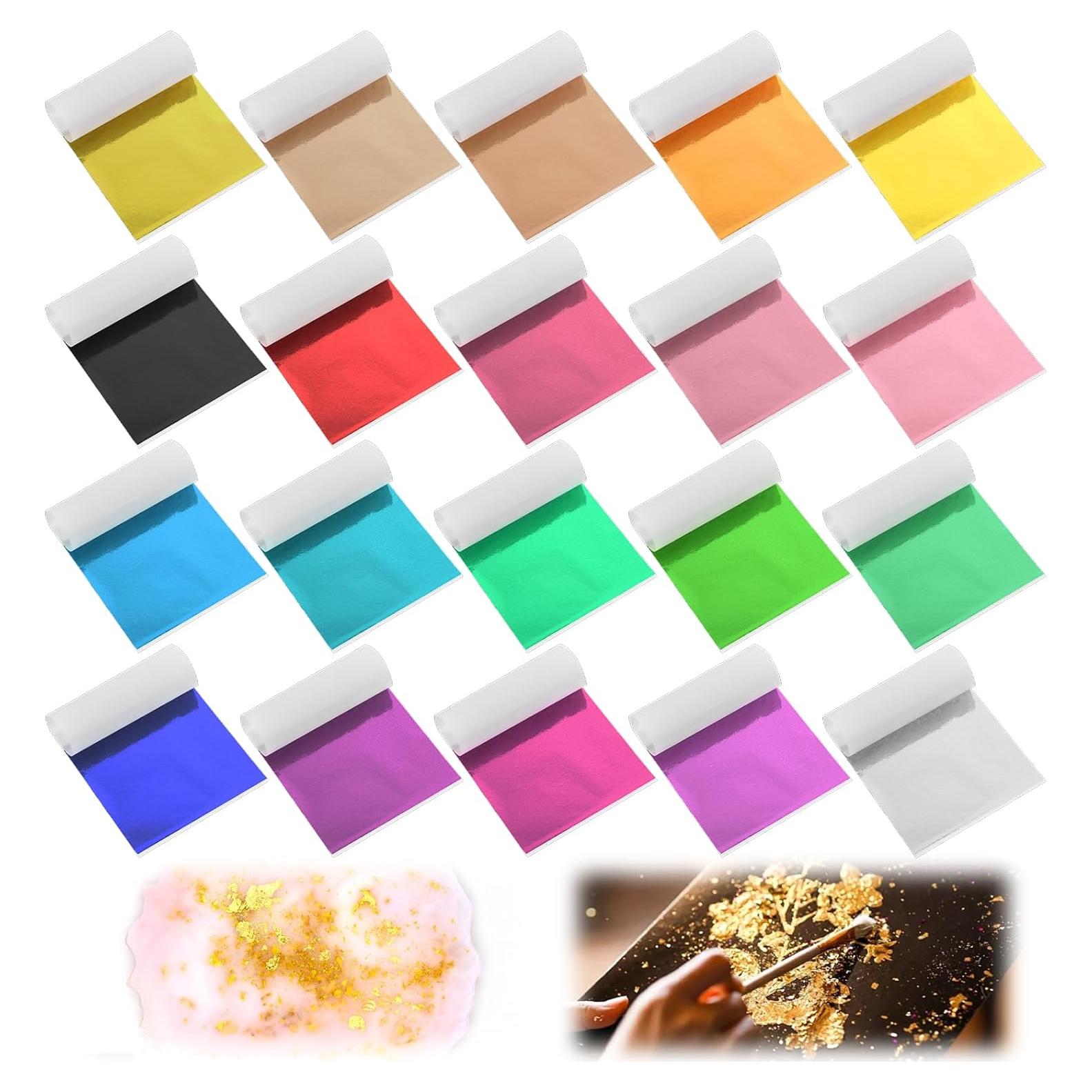 Hojas de Oro para Arte Piriuuo 100 Pcs 8.5x8 cm 20 Colores