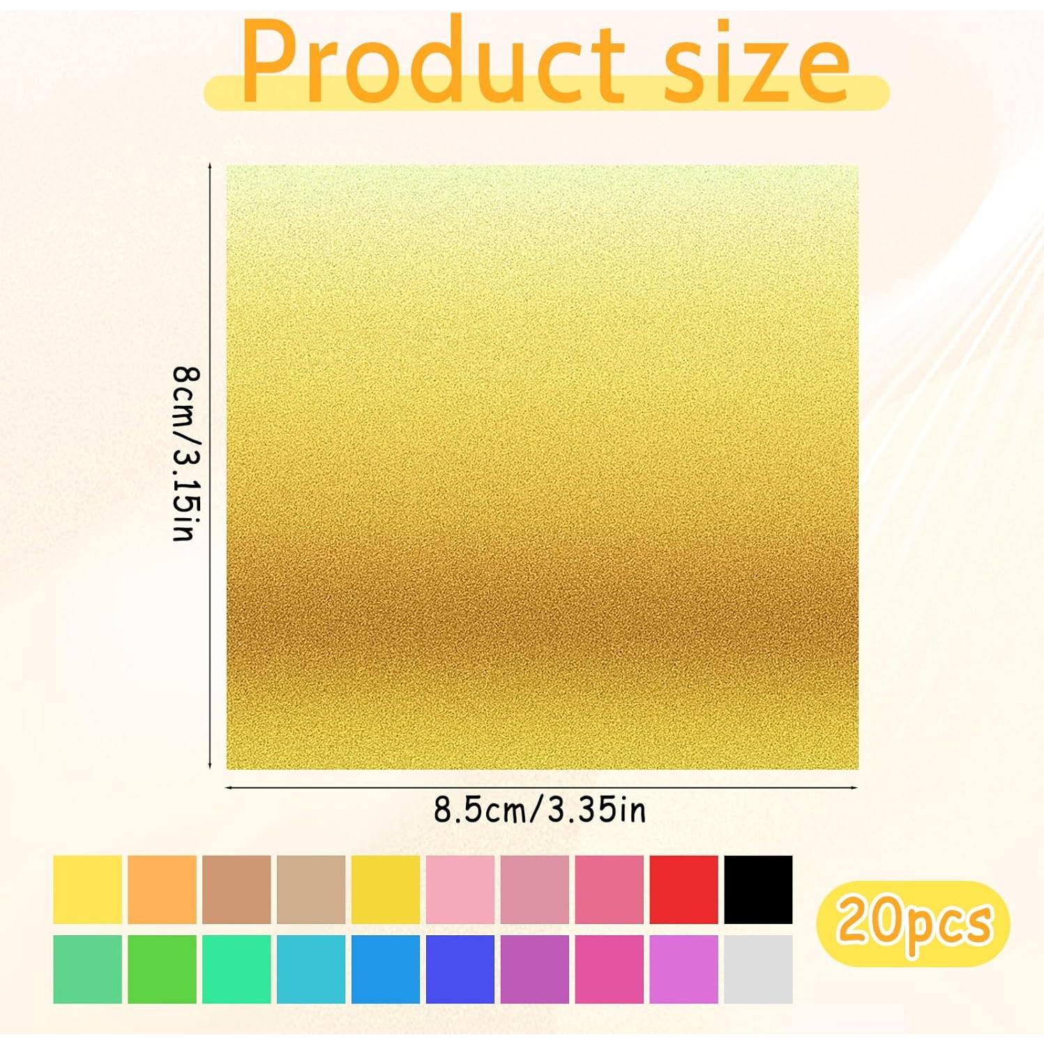 Hojas de Oro para Arte Piriuuo 100 Pcs 8.5x8 cm 20 Colores