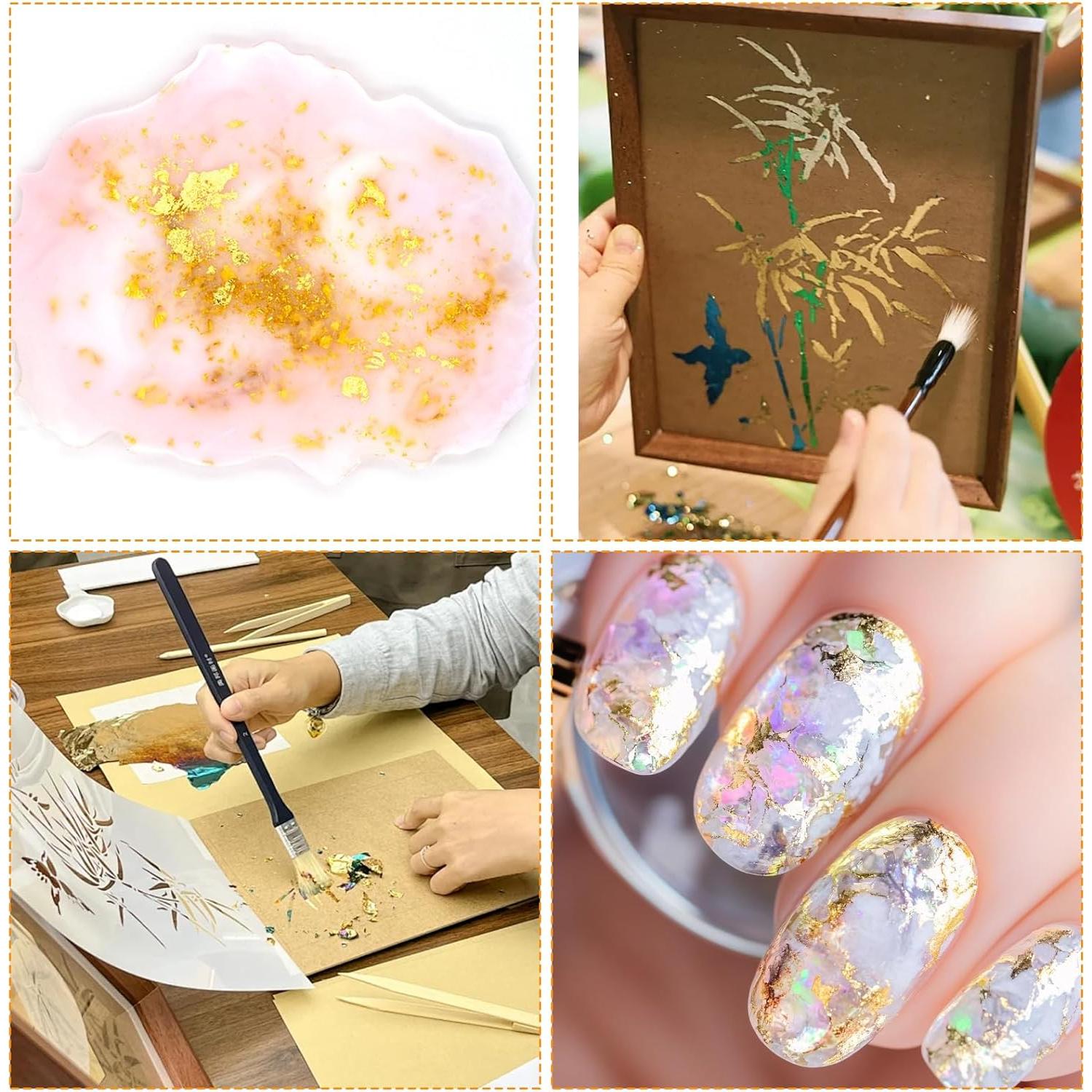 Hojas de Oro para Arte Piriuuo 100 Pcs 8.5x8 cm 20 Colores