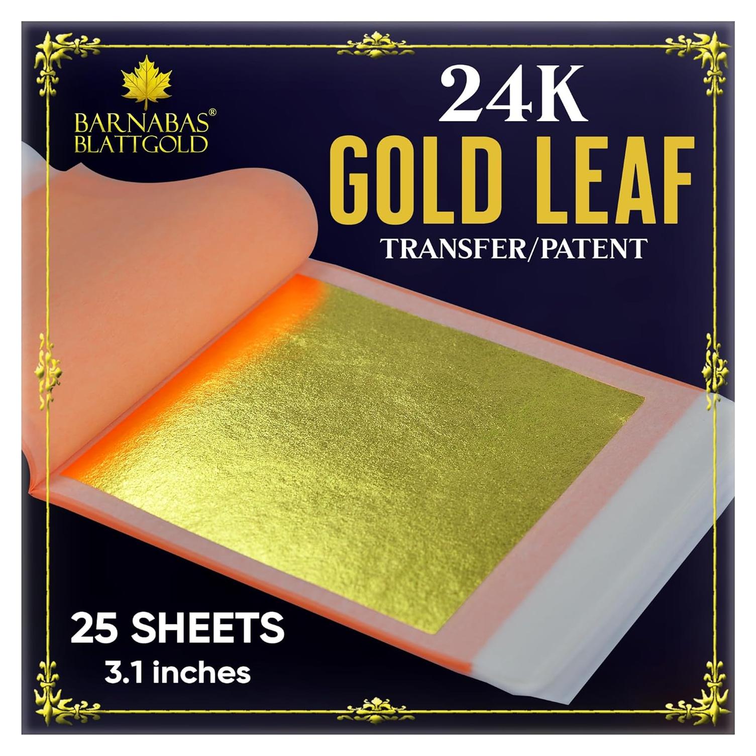 Hoja de Oro 24K Barnabas Blattgold - 25 Hojas Transferencia