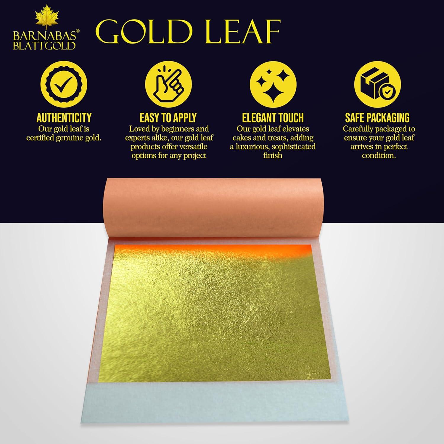 Hoja de Oro 24K Barnabas Blattgold - 25 Hojas Transferencia