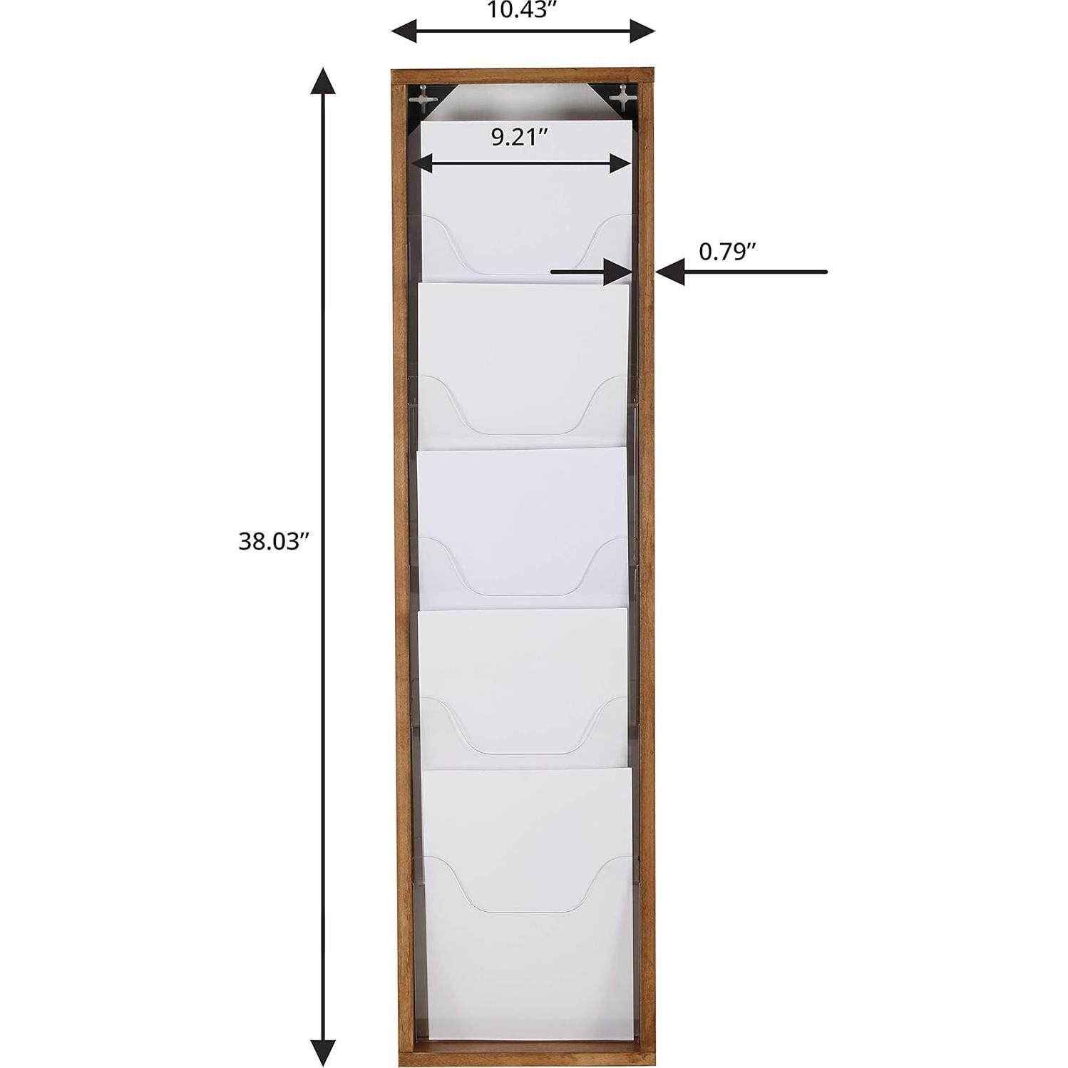 Soporte de Revistas de Pared M&T Displays 5 Bolsillos Madera Oscura