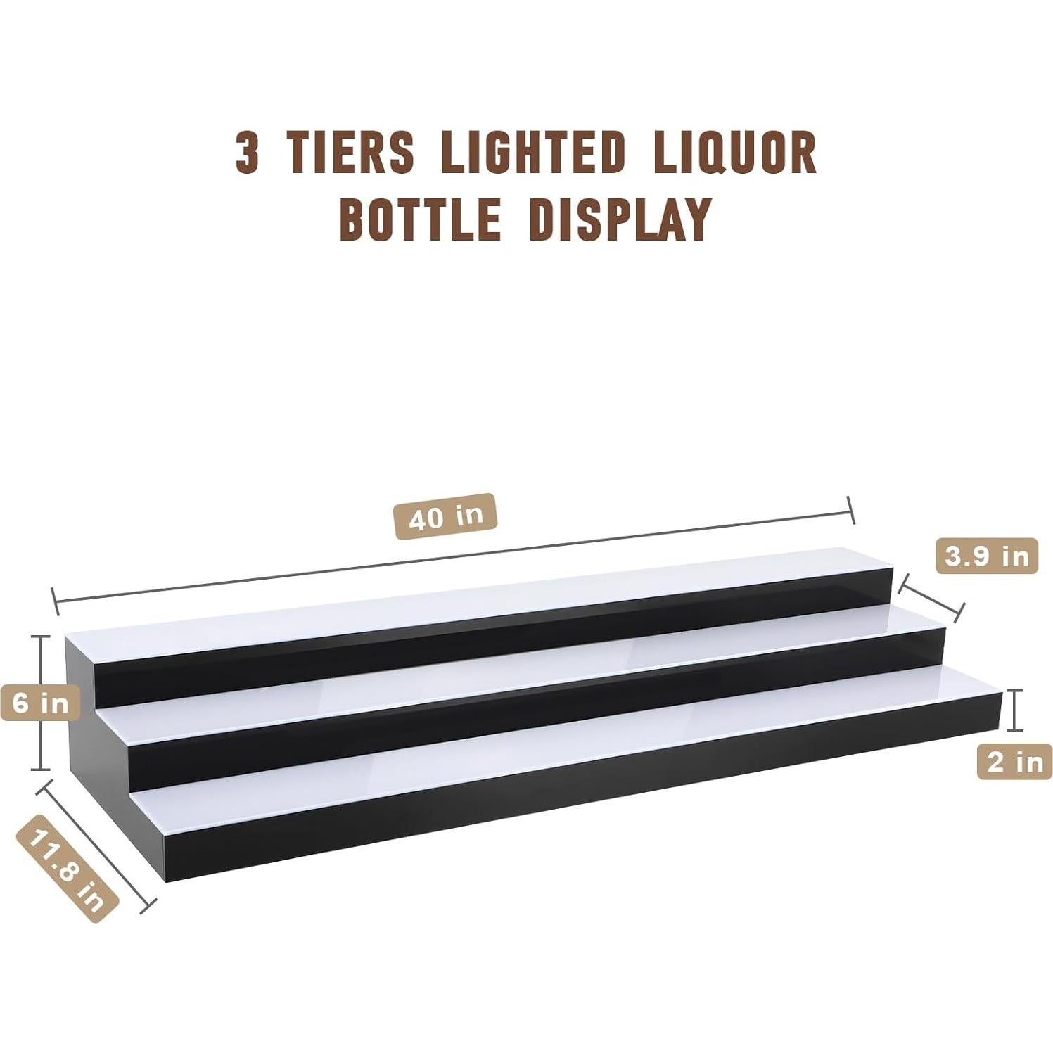 Exhibidor de Botellas de Licor LED FAHKNS 3 Niveles 101.6 cm