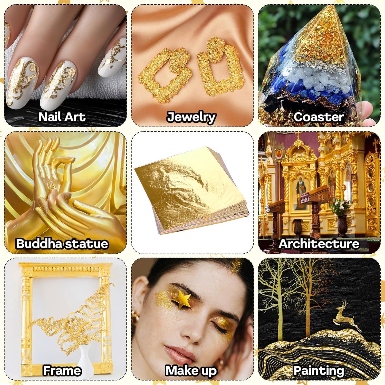 200 Hojas de Oro Imitación Aiyorse 14x14cm para Manualidades