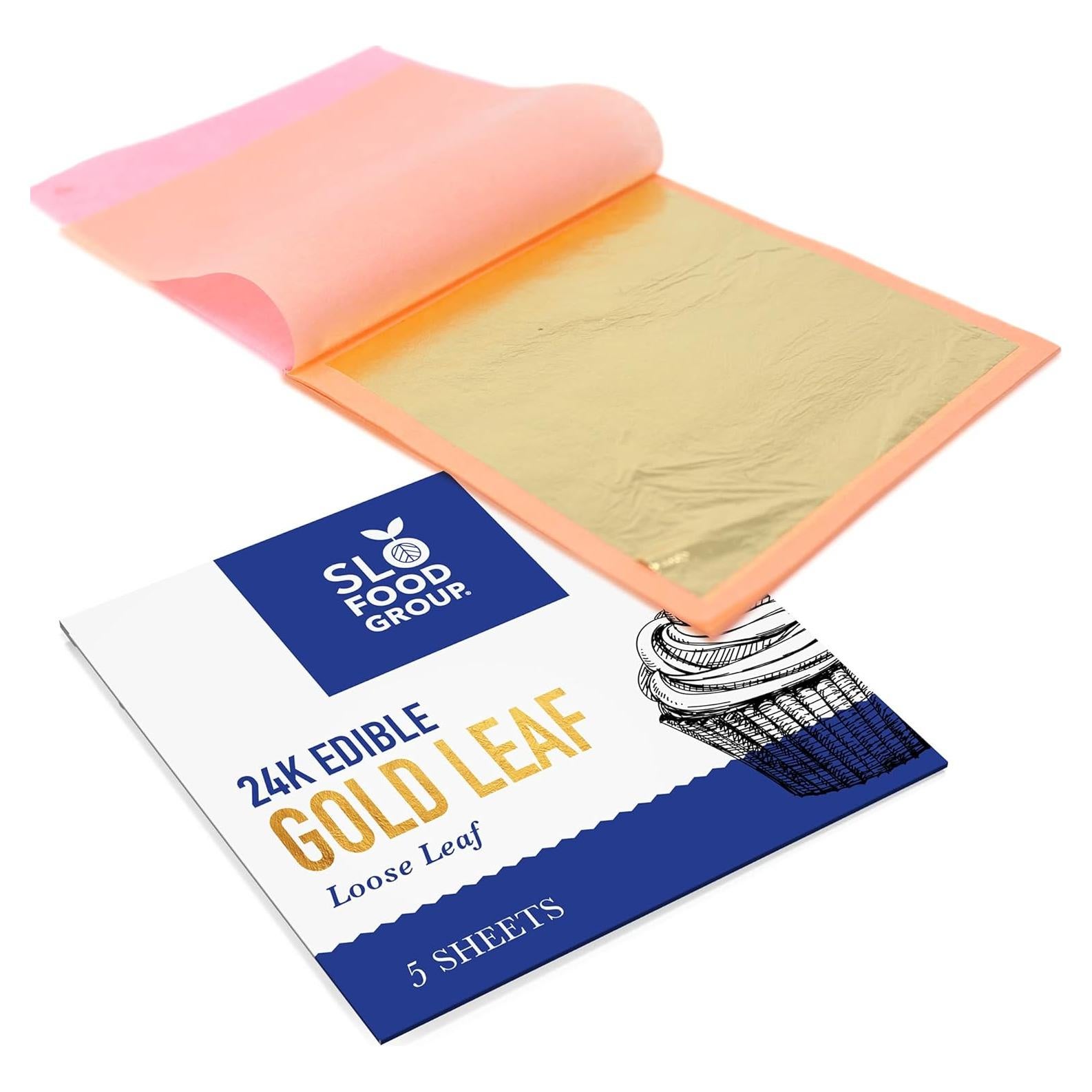 Hojas de Oro Comestible Slofoodgroup 24K - 5 Páginas 8x8cm