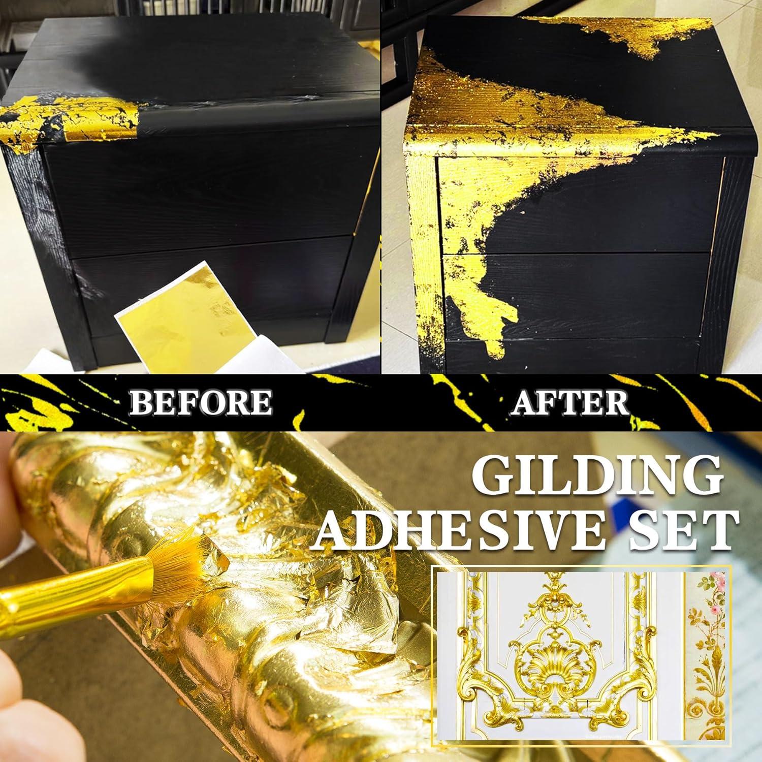 Kit de Adhesivo para Pan de Oro Limino - 3.5oz Pegamento y Barniz