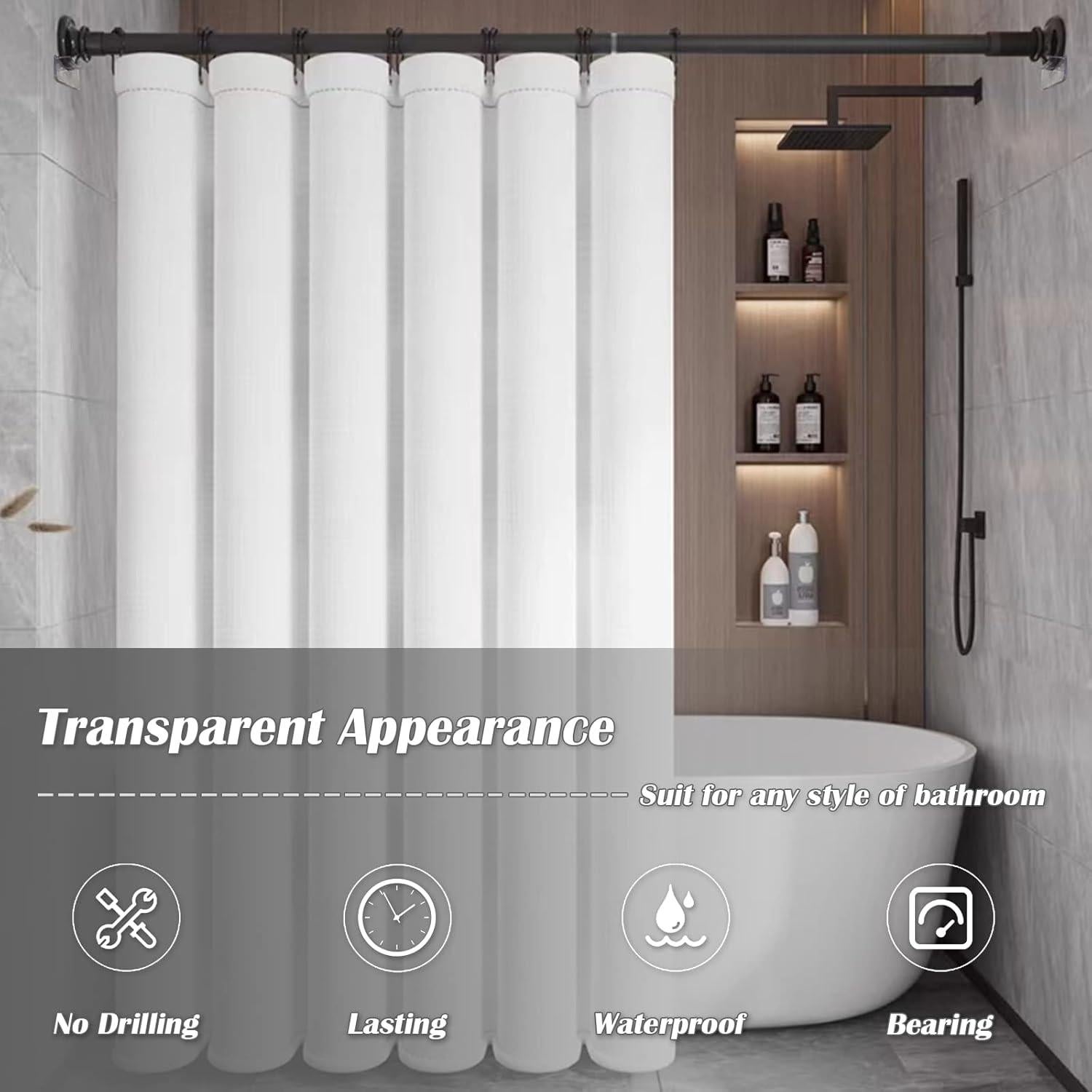 Soporte Adhesivo para Varilla de Cortina de Ducha Prebene - 4 Pcs