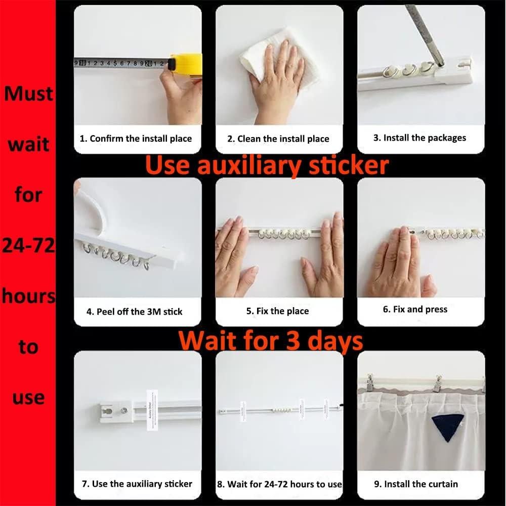 Riel de Cortina Autoadhesivo FSLGEFUL 2.99 m Sin Perforaciones